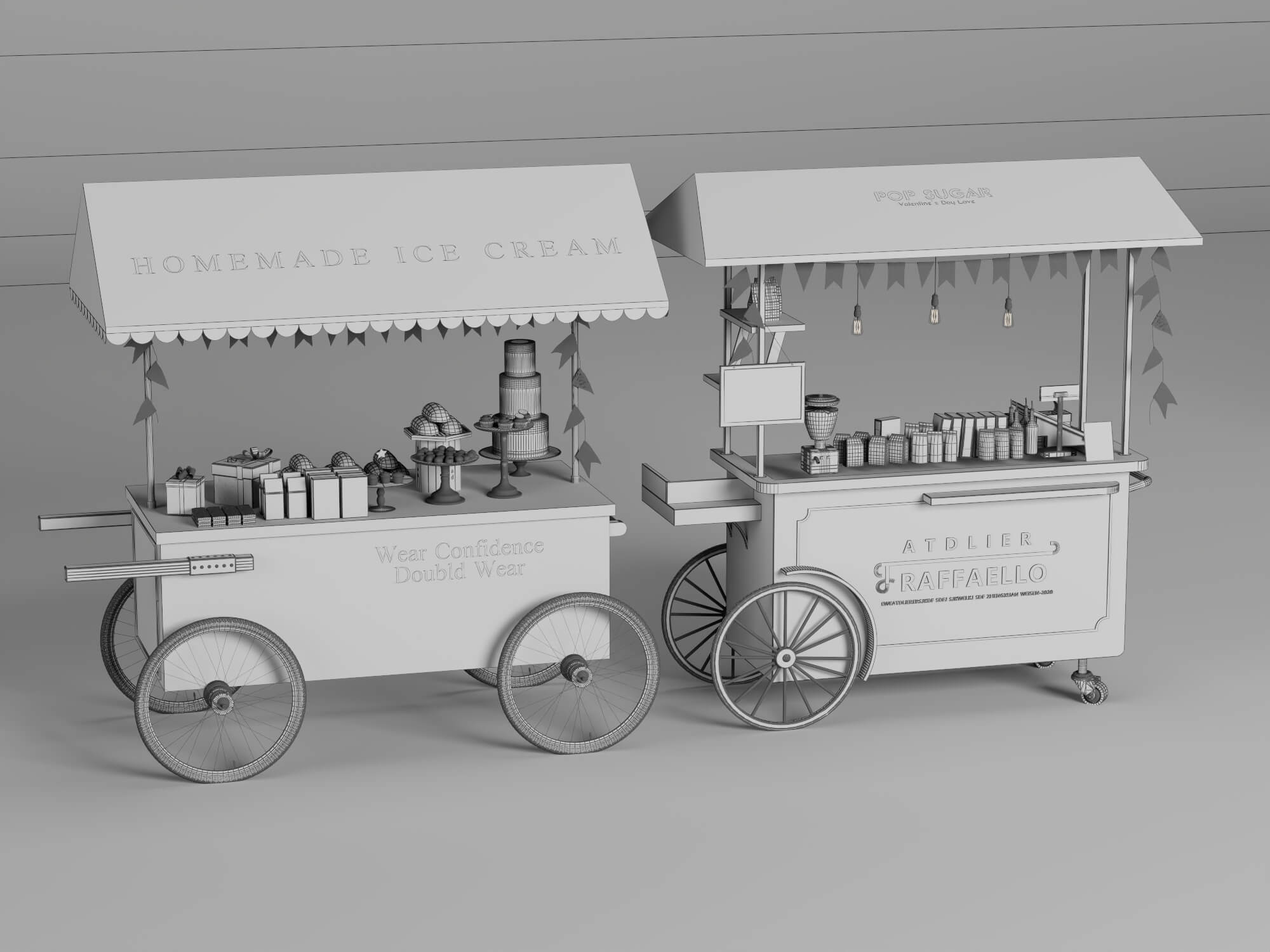 Colorful Food Cart 3D Models 3D Model