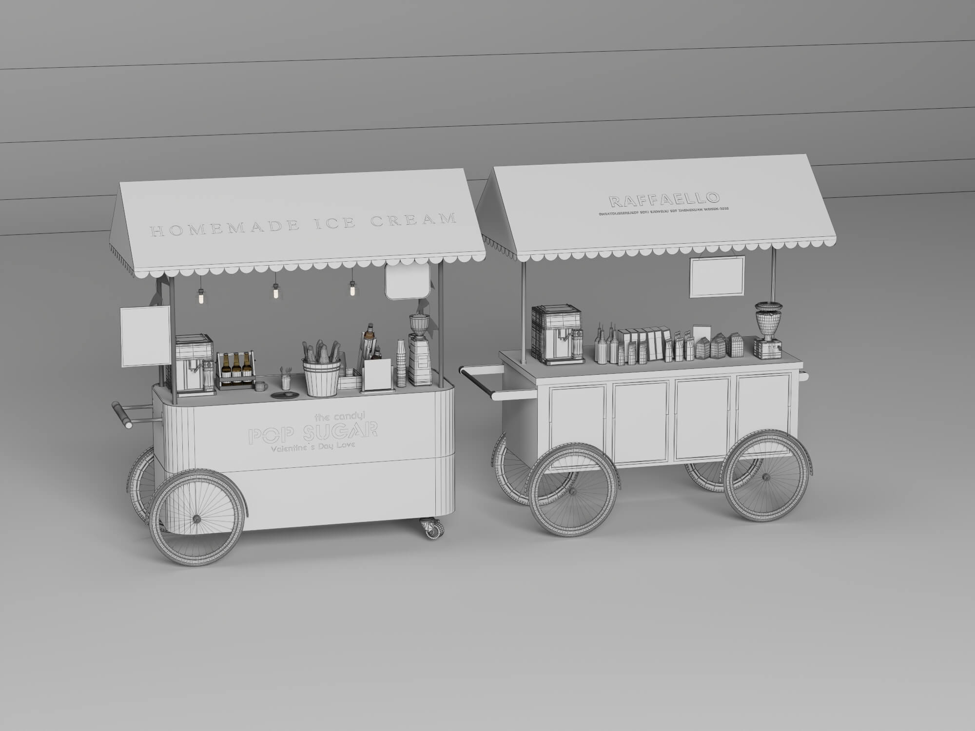 Colorful Food Cart 3D Models 3D Model