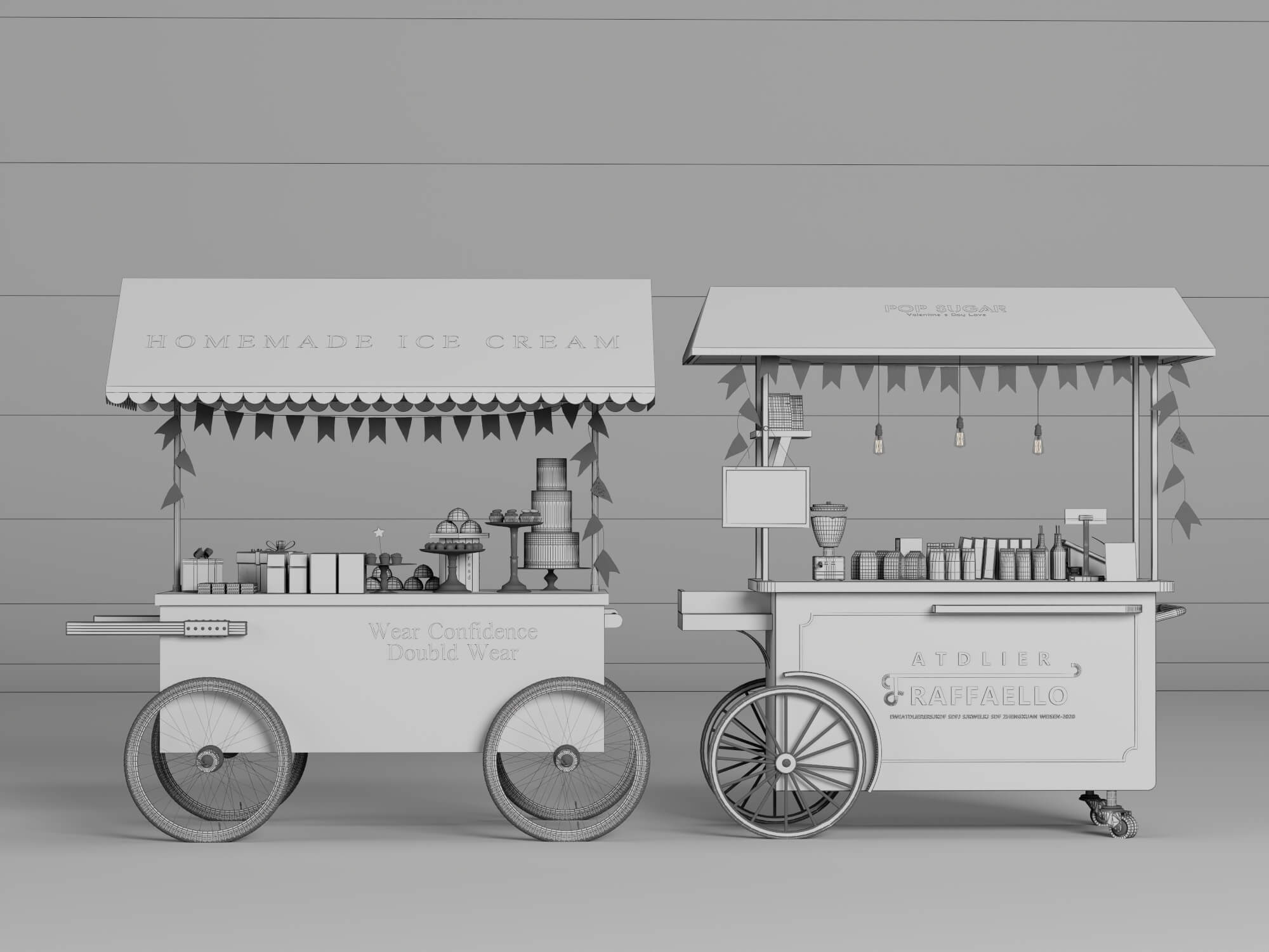 Colorful Food Cart 3D Models 3D Model