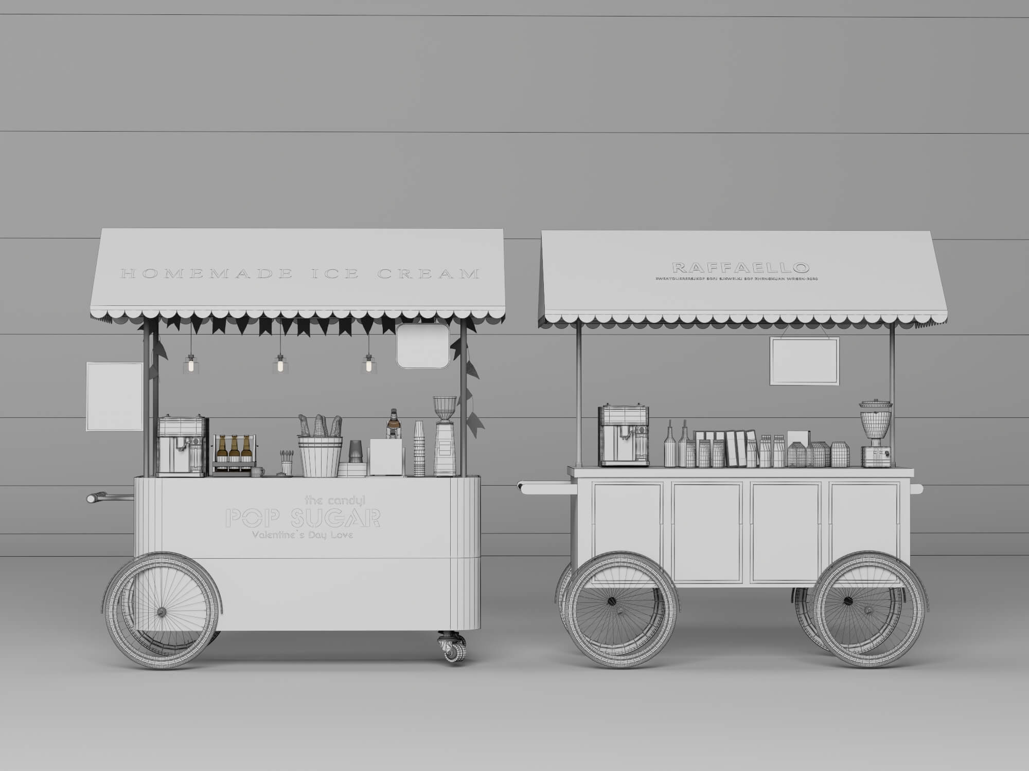 Colorful Food Cart 3D Models 3D Model