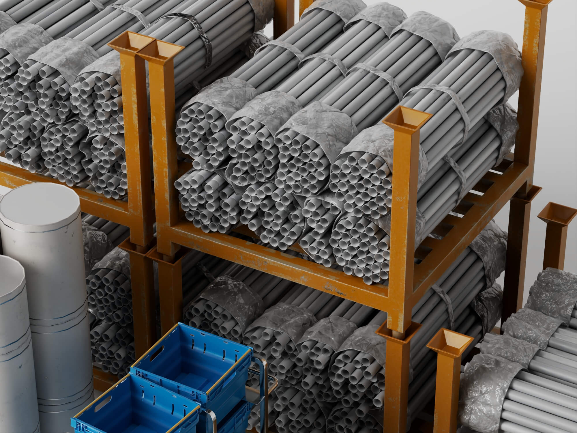 Construction Pipe and Material Storage Asset Pack 3D Model