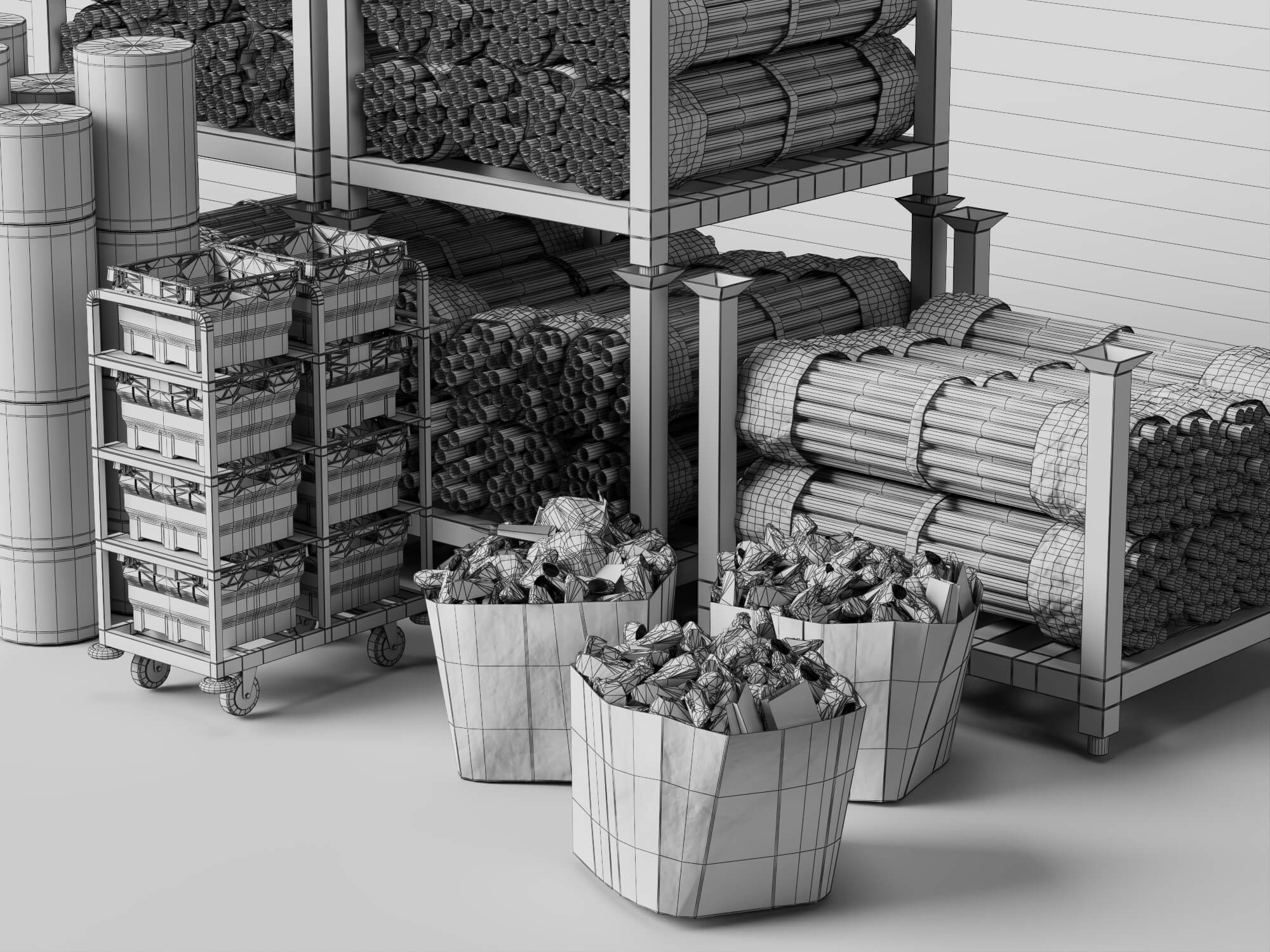 Construction Pipe and Material Storage Asset Pack 3D Model
