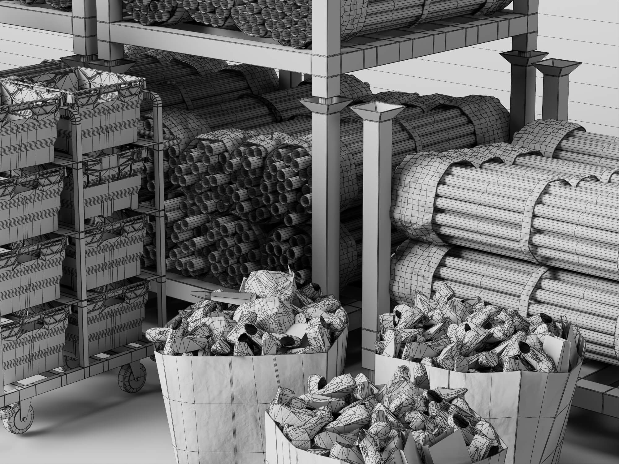 Construction Pipe and Material Storage Asset Pack 3D Model