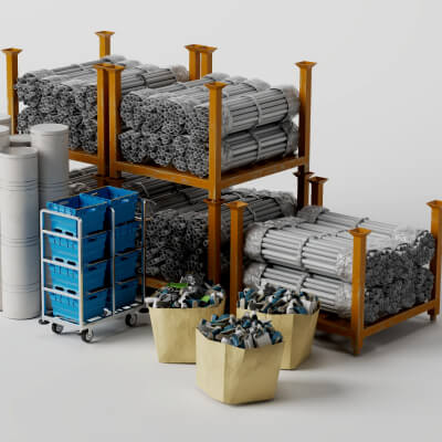 Construction Pipe and Material Storage Asset Pack