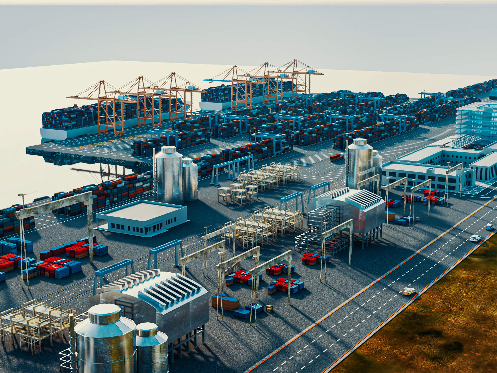 Container Port Terminal 3D Scene Model 3D Model