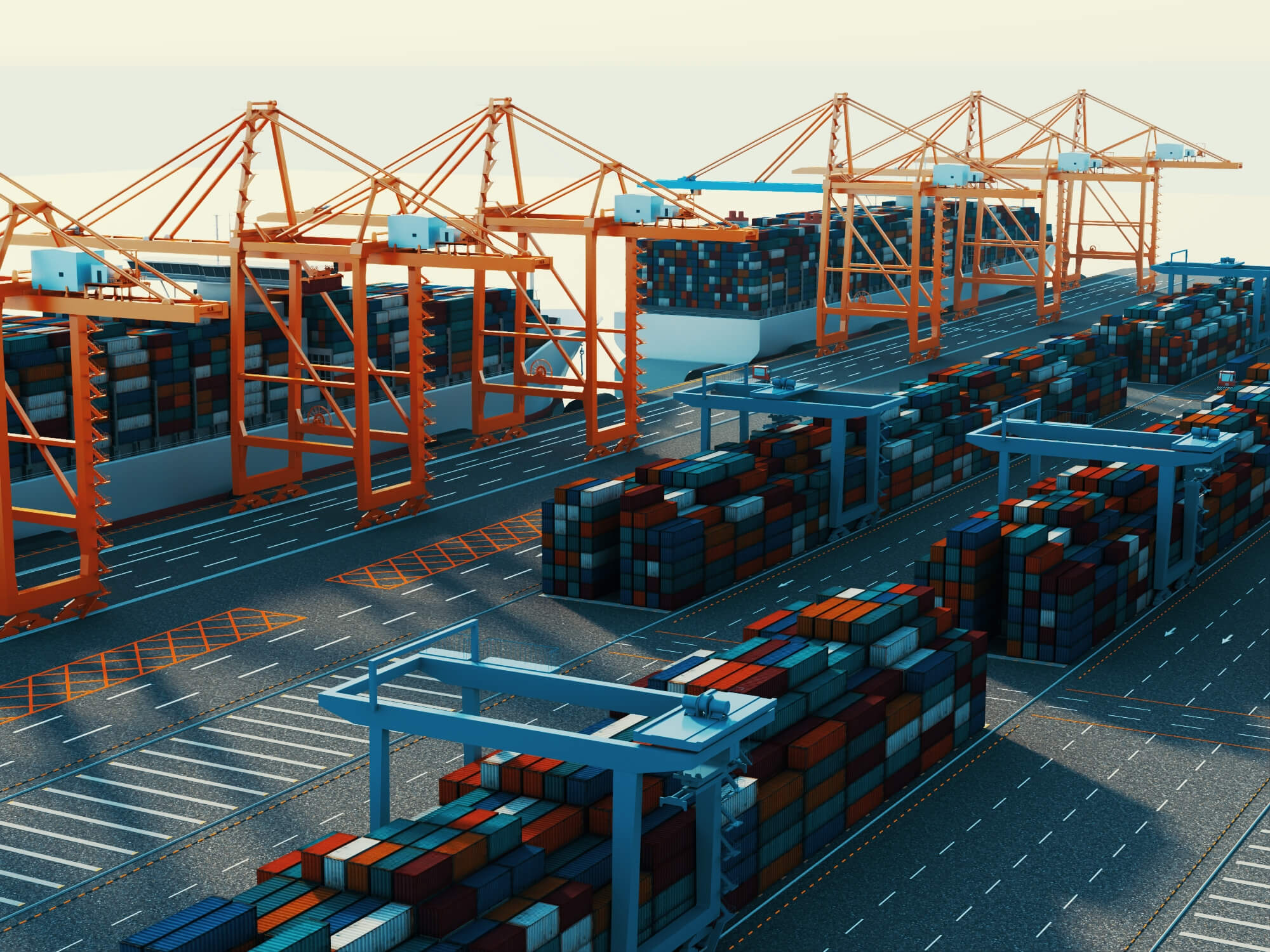 Container Port Terminal 3D Scene Model 3D Model