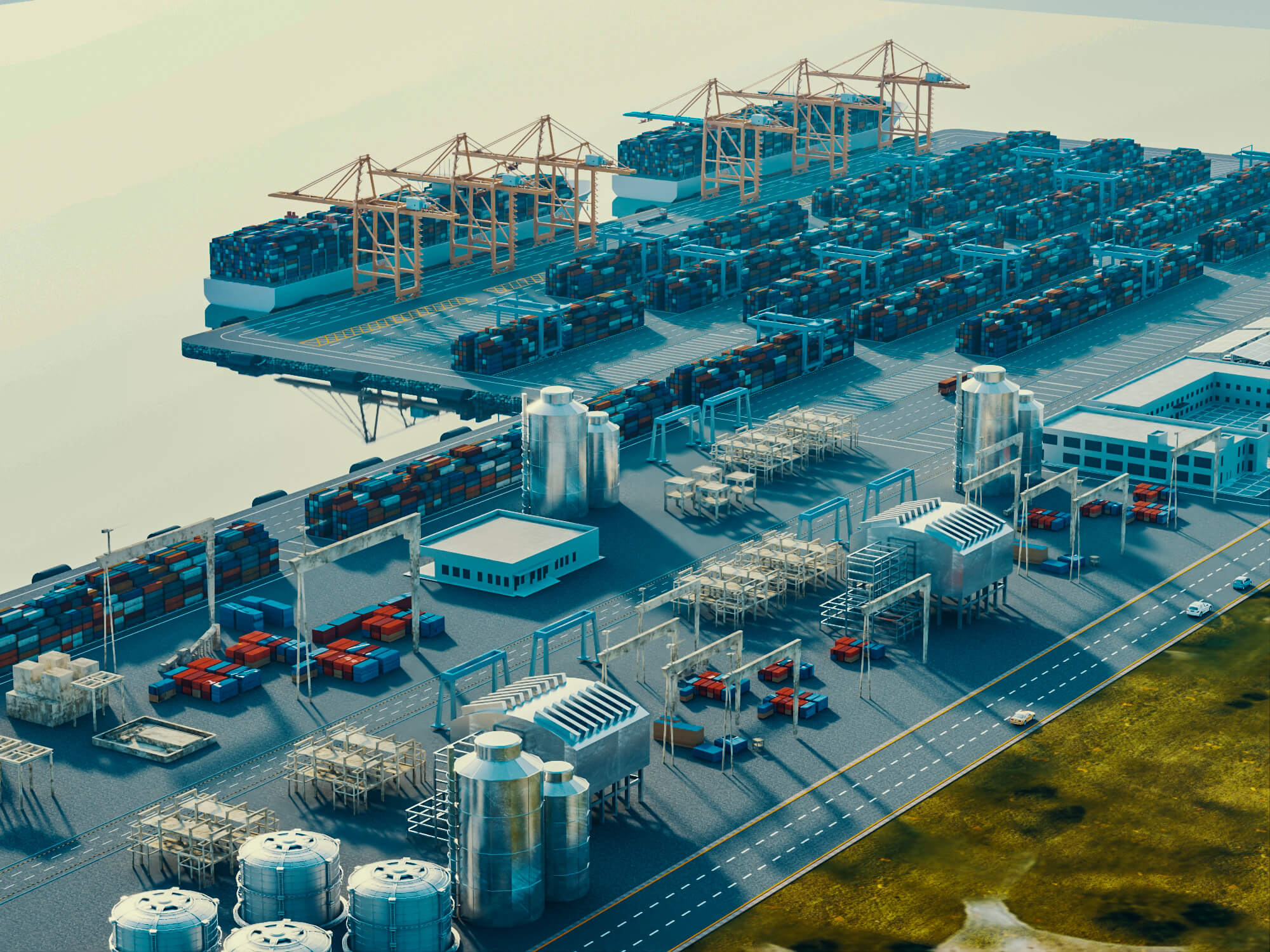 Container Port Terminal 3D Scene Model 3D Model