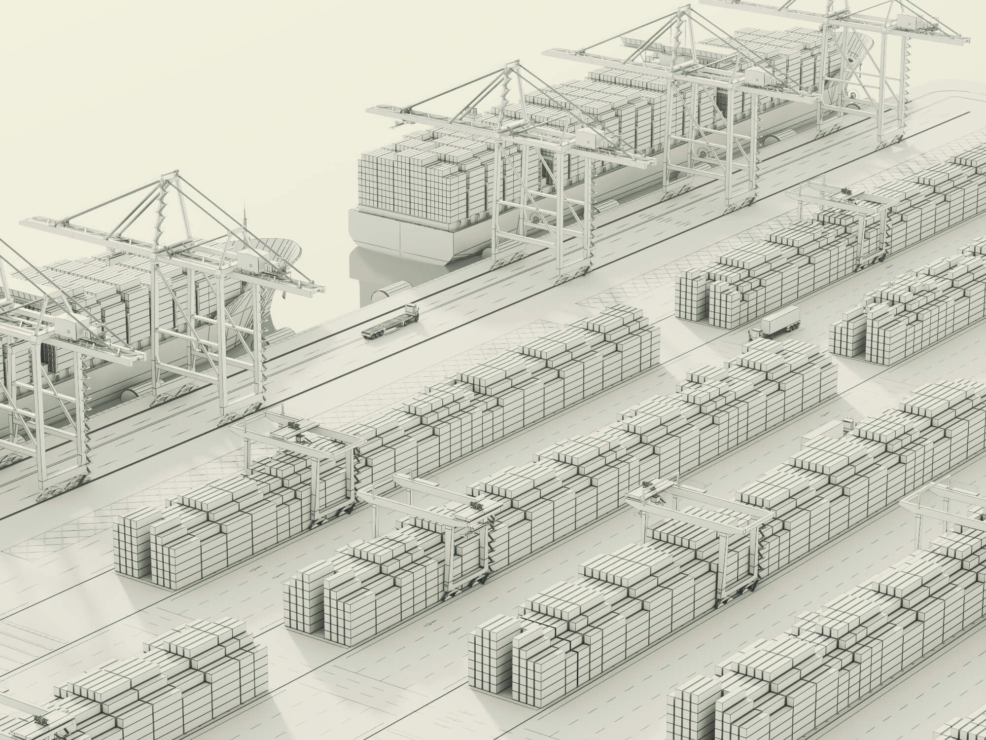 Container Port Terminal 3D Scene Model 3D Model