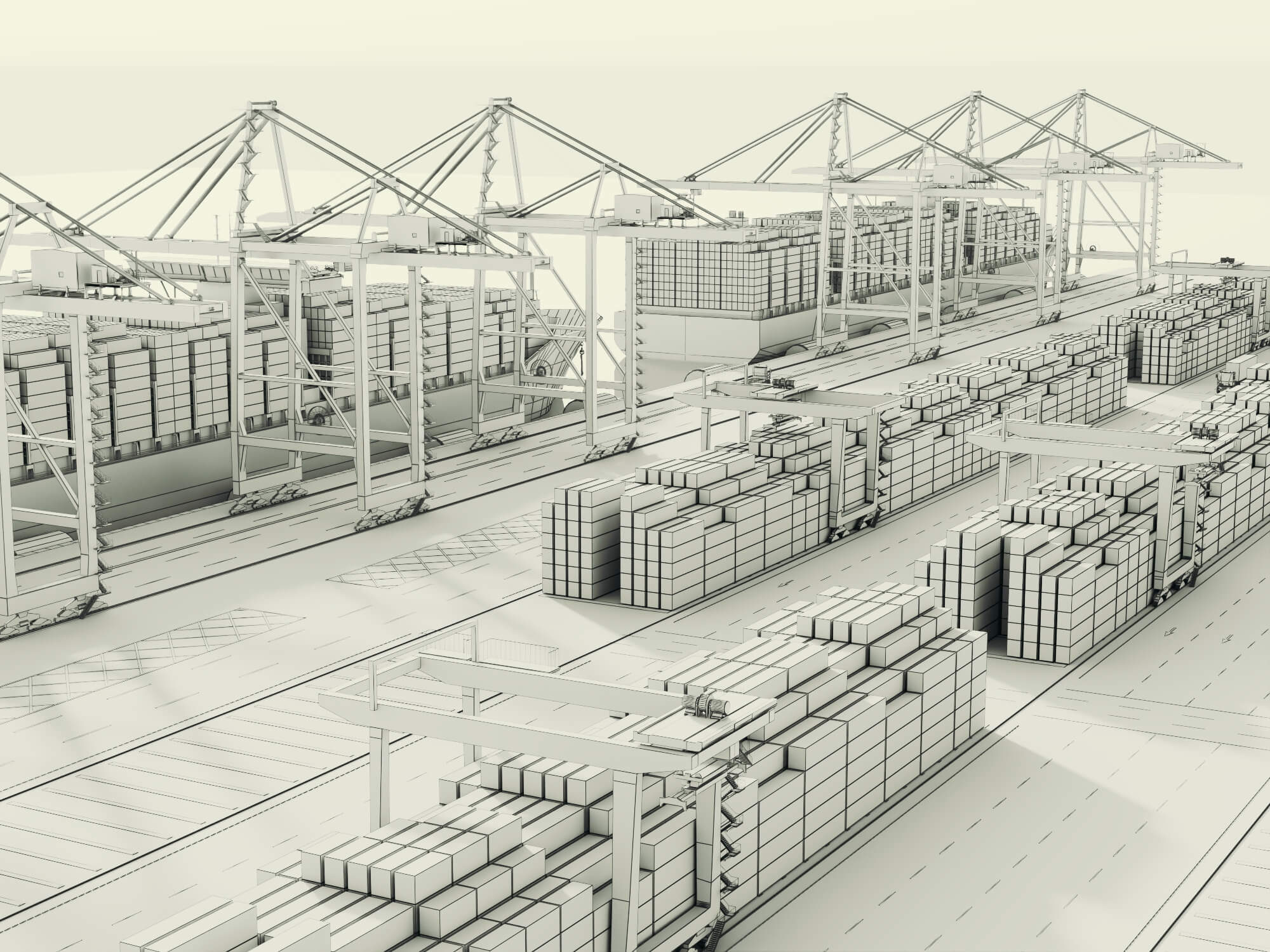Container Port Terminal 3D Scene Model 3D Model