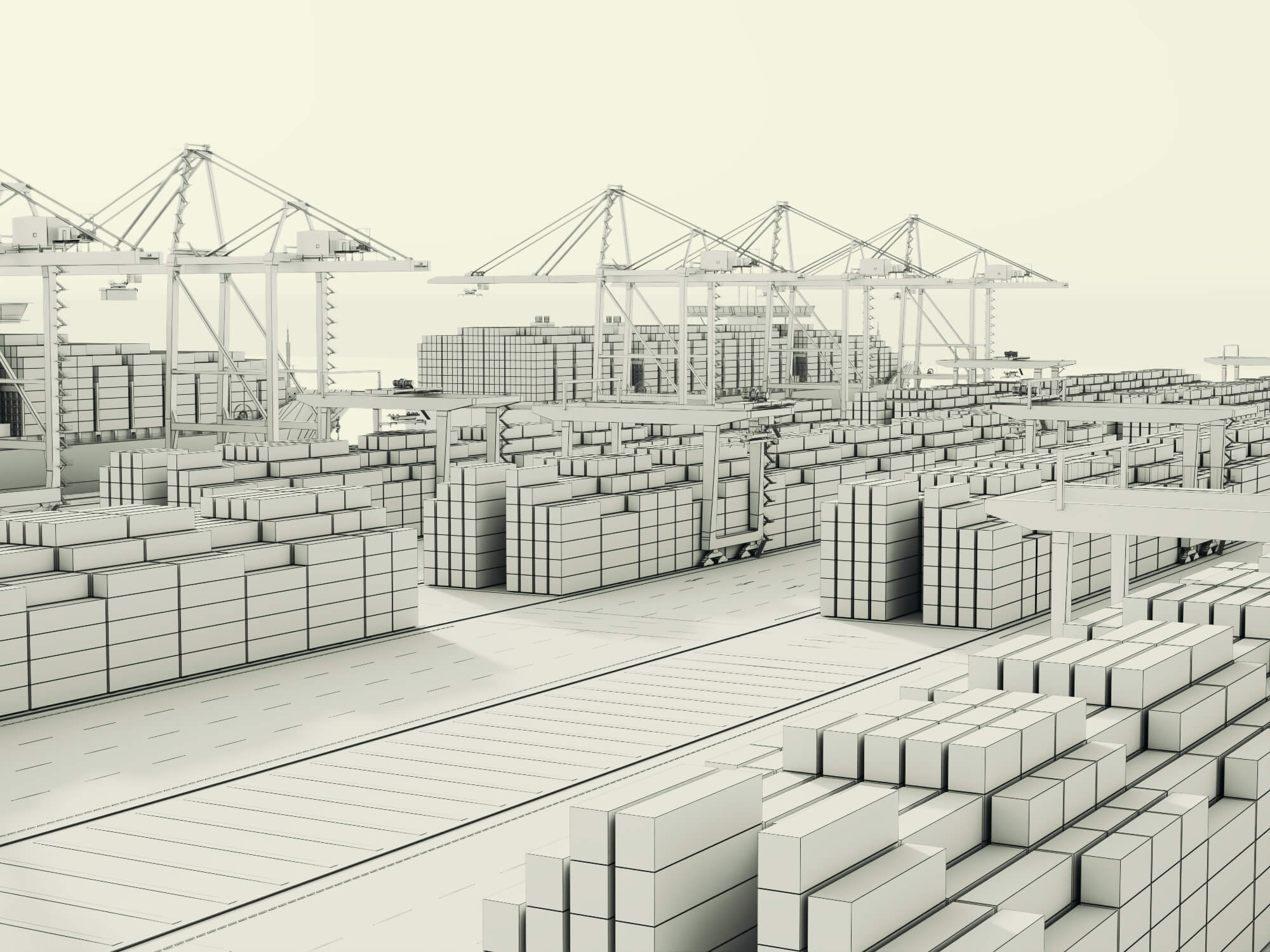Container Port Terminal 3D Scene Model 3D Model