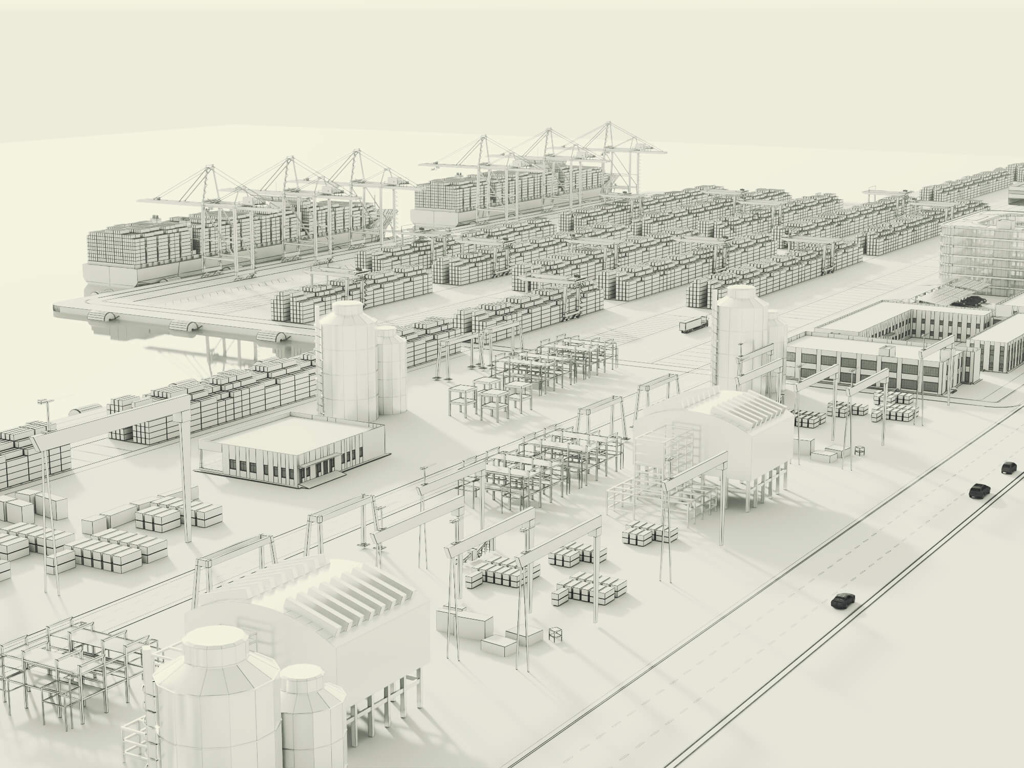Container Port Terminal 3D Scene Model 3D Model