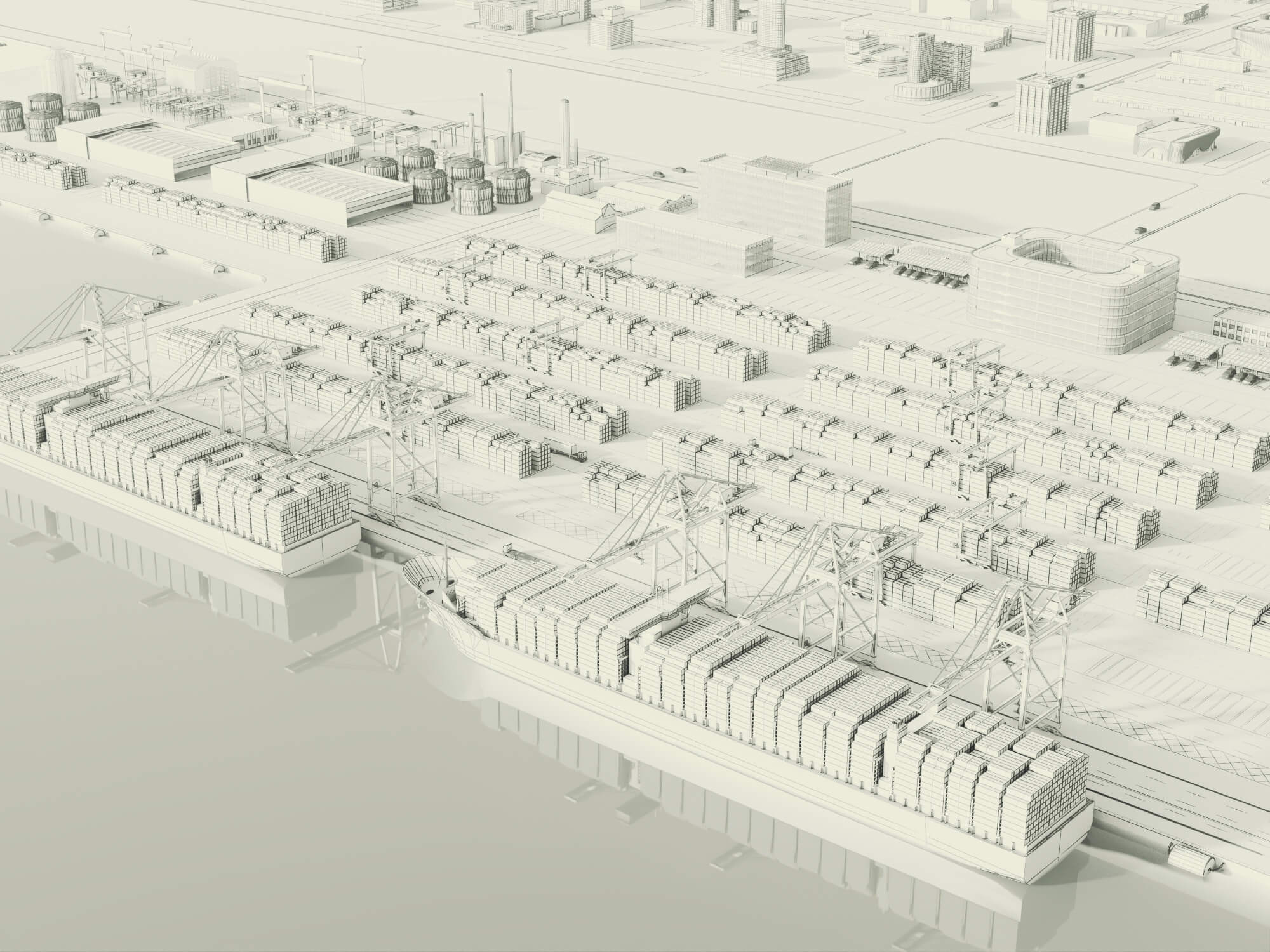 Container Port Terminal 3D Scene Model 3D Model