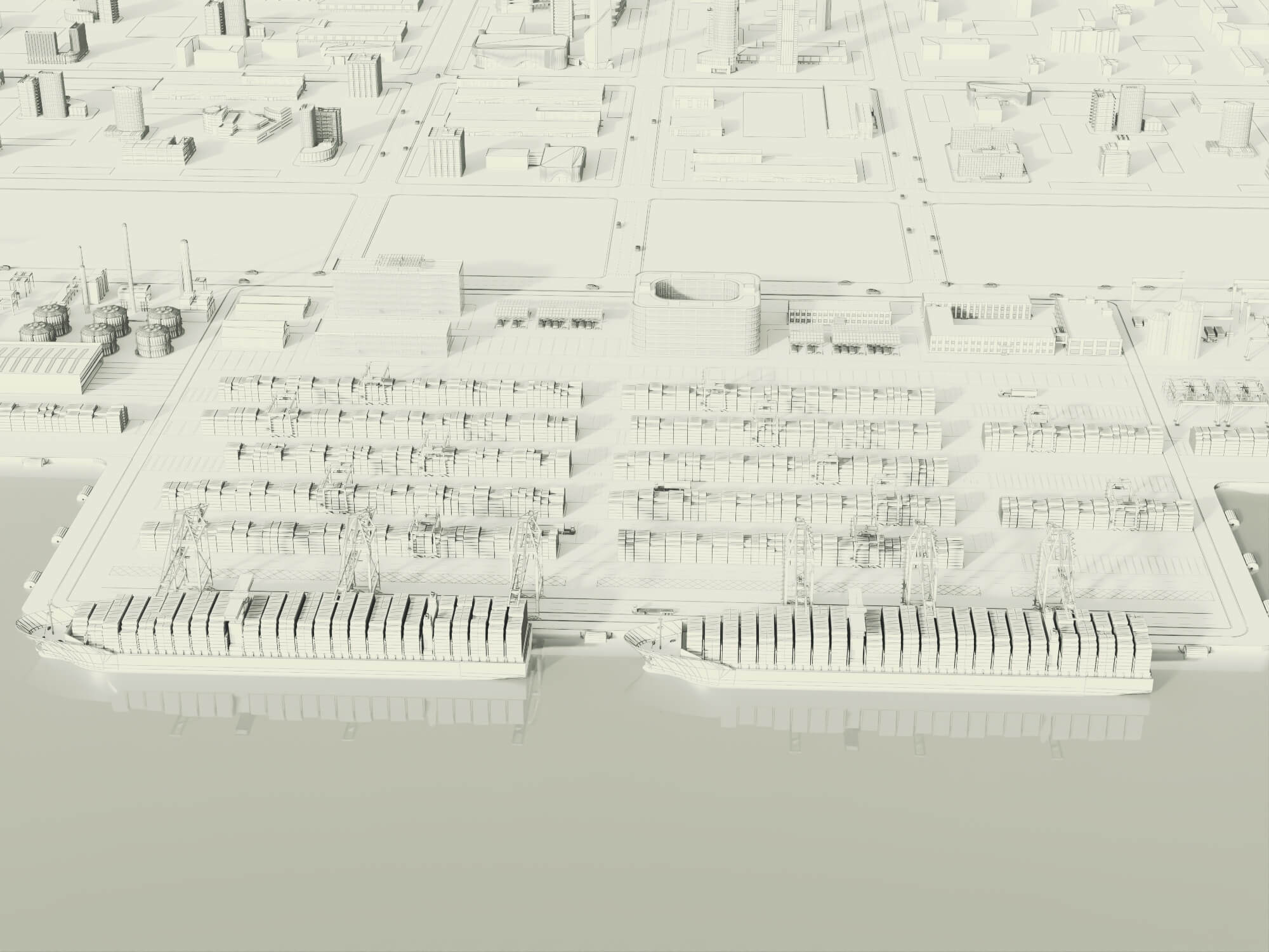 Container Port Terminal 3D Scene Model 3D Model