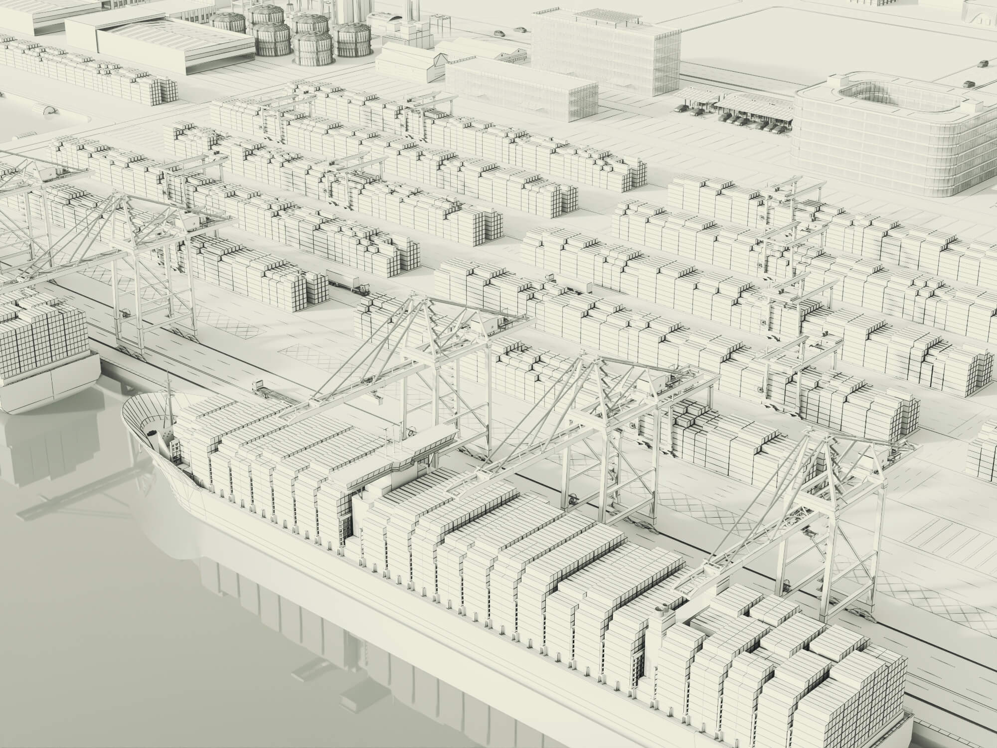 Container Port Terminal 3D Scene Model 3D Model