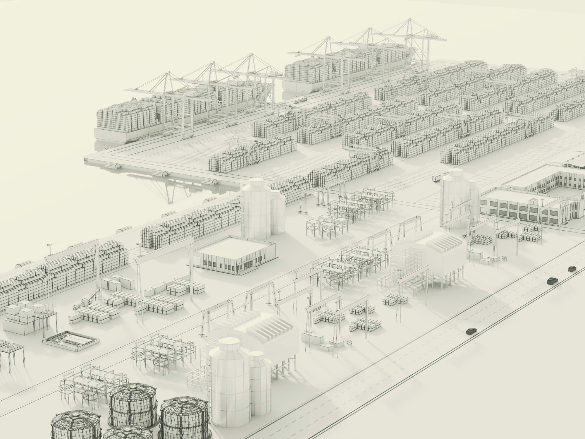 Container Port Terminal 3D Scene Model 3D Model