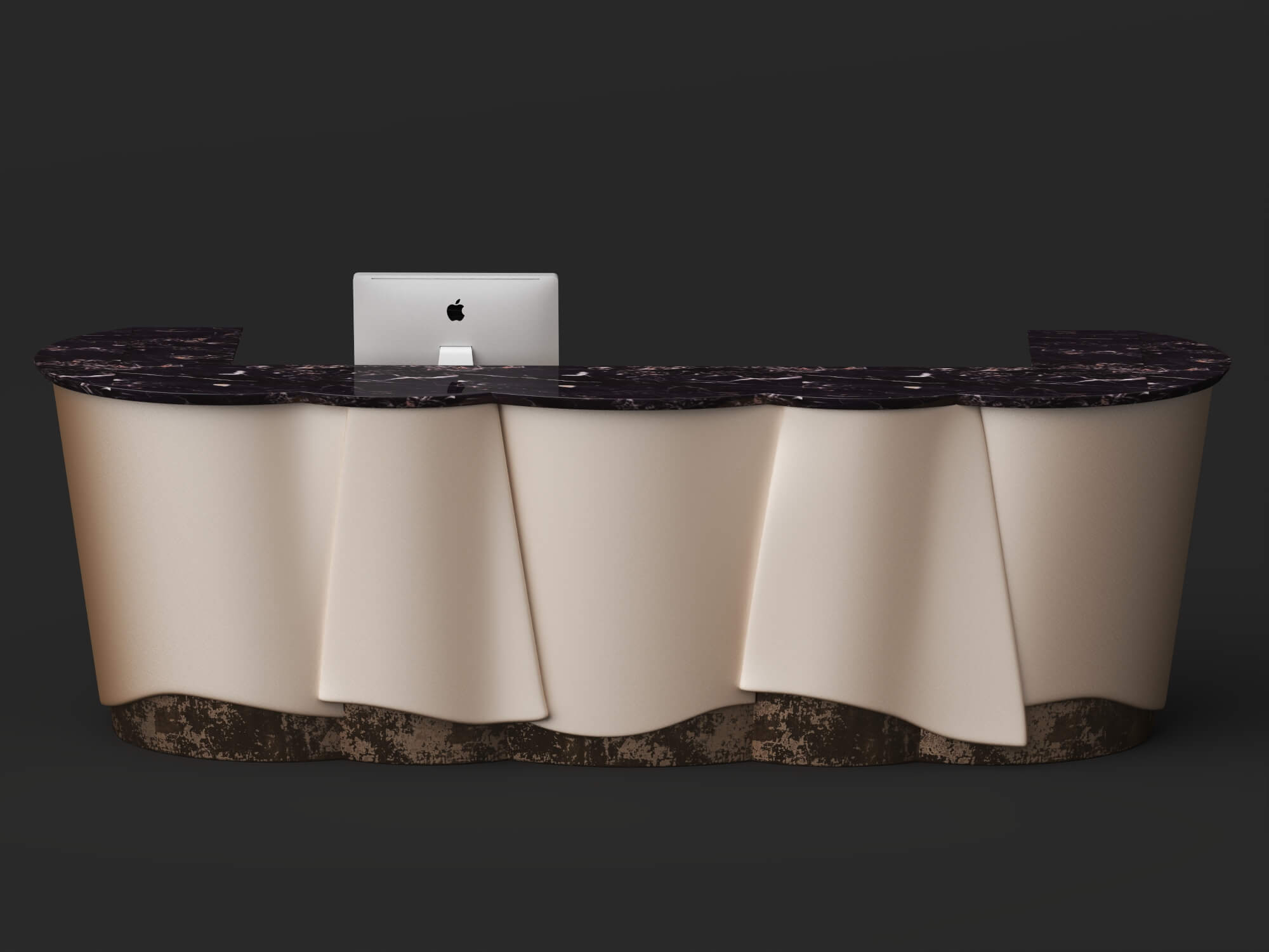 Curved Luxury Marble Reception Desk 3d Asset 3D Model