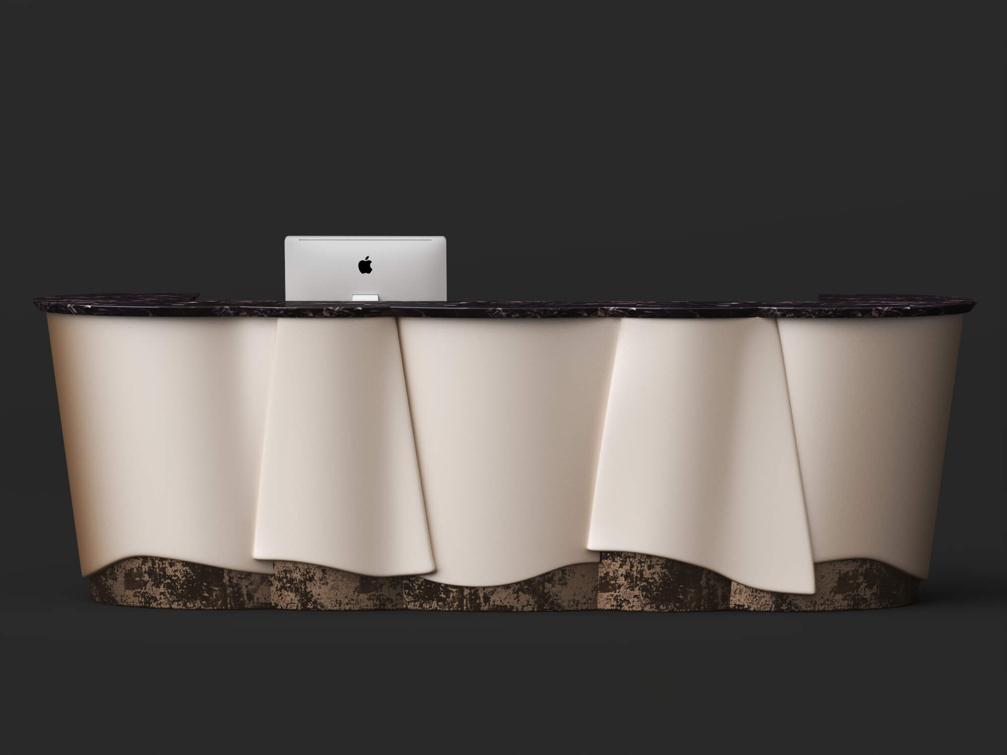 Curved Luxury Marble Reception Desk 3d Asset 3D Model