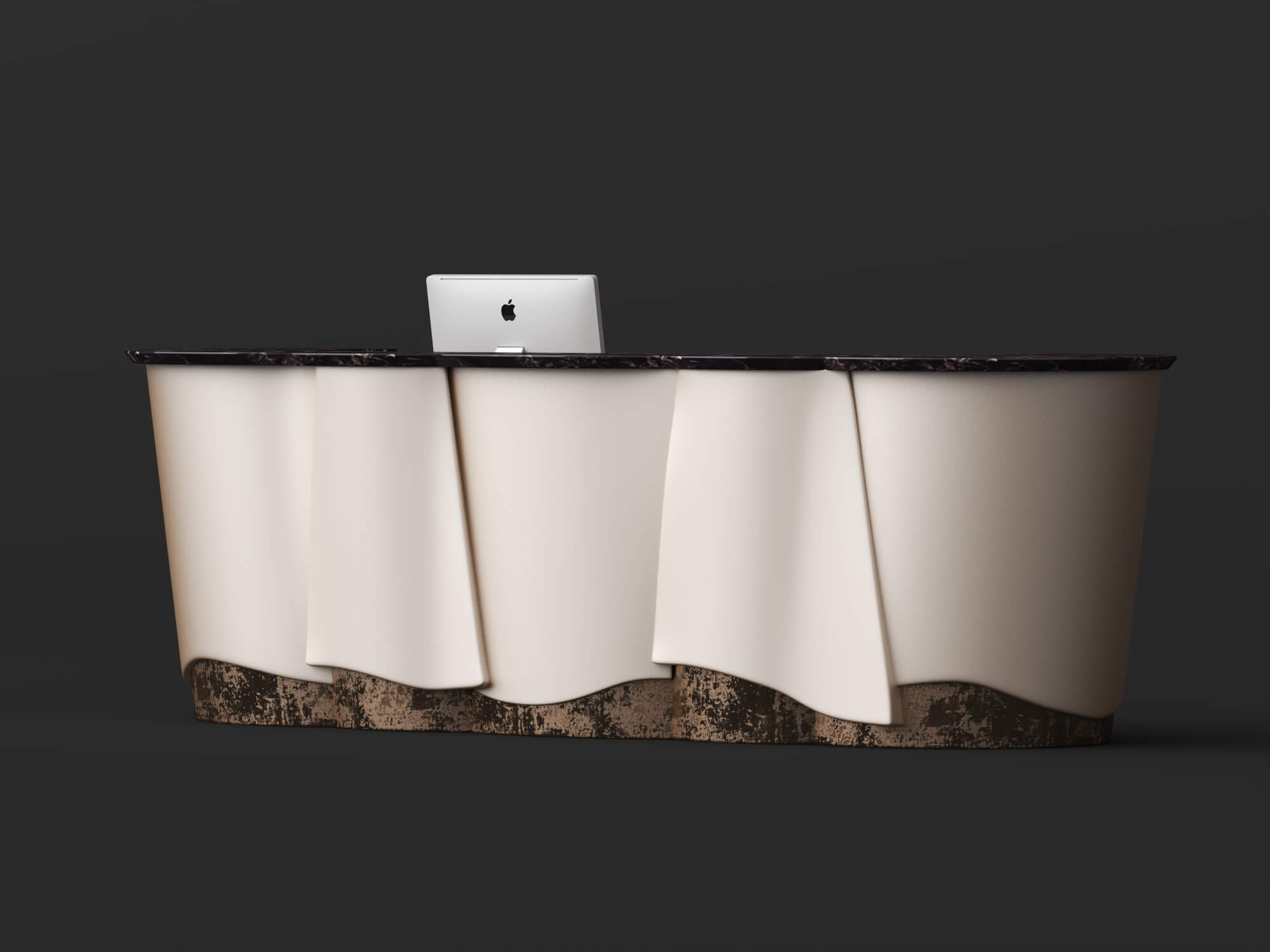 Curved Luxury Marble Reception Desk 3d Asset 3D Model