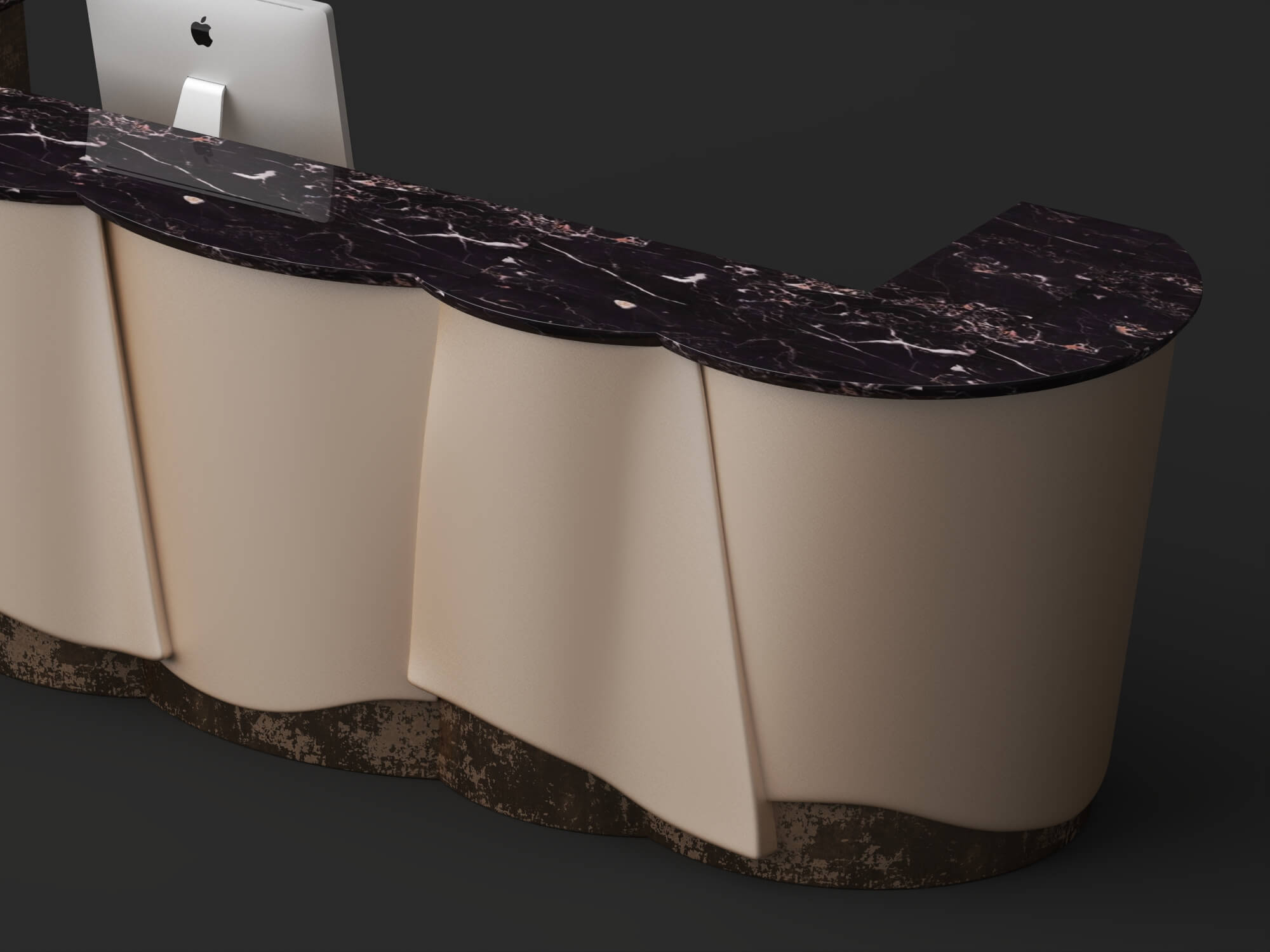 Curved Luxury Marble Reception Desk 3d Asset 3D Model