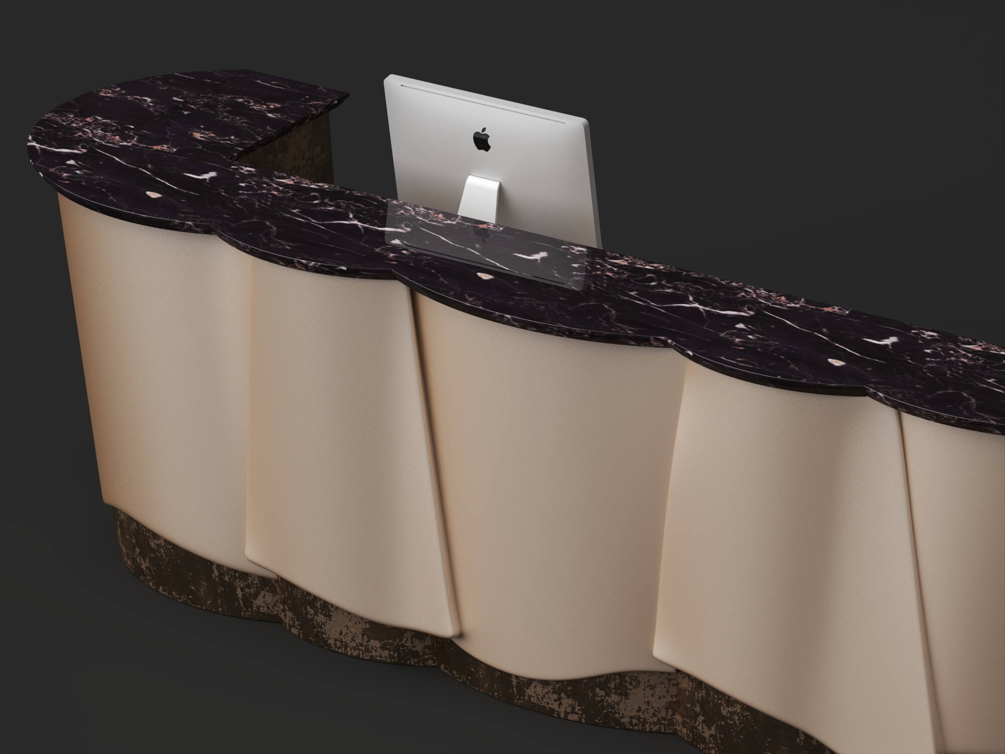 Curved Luxury Marble Reception Desk 3d Asset 3D Model