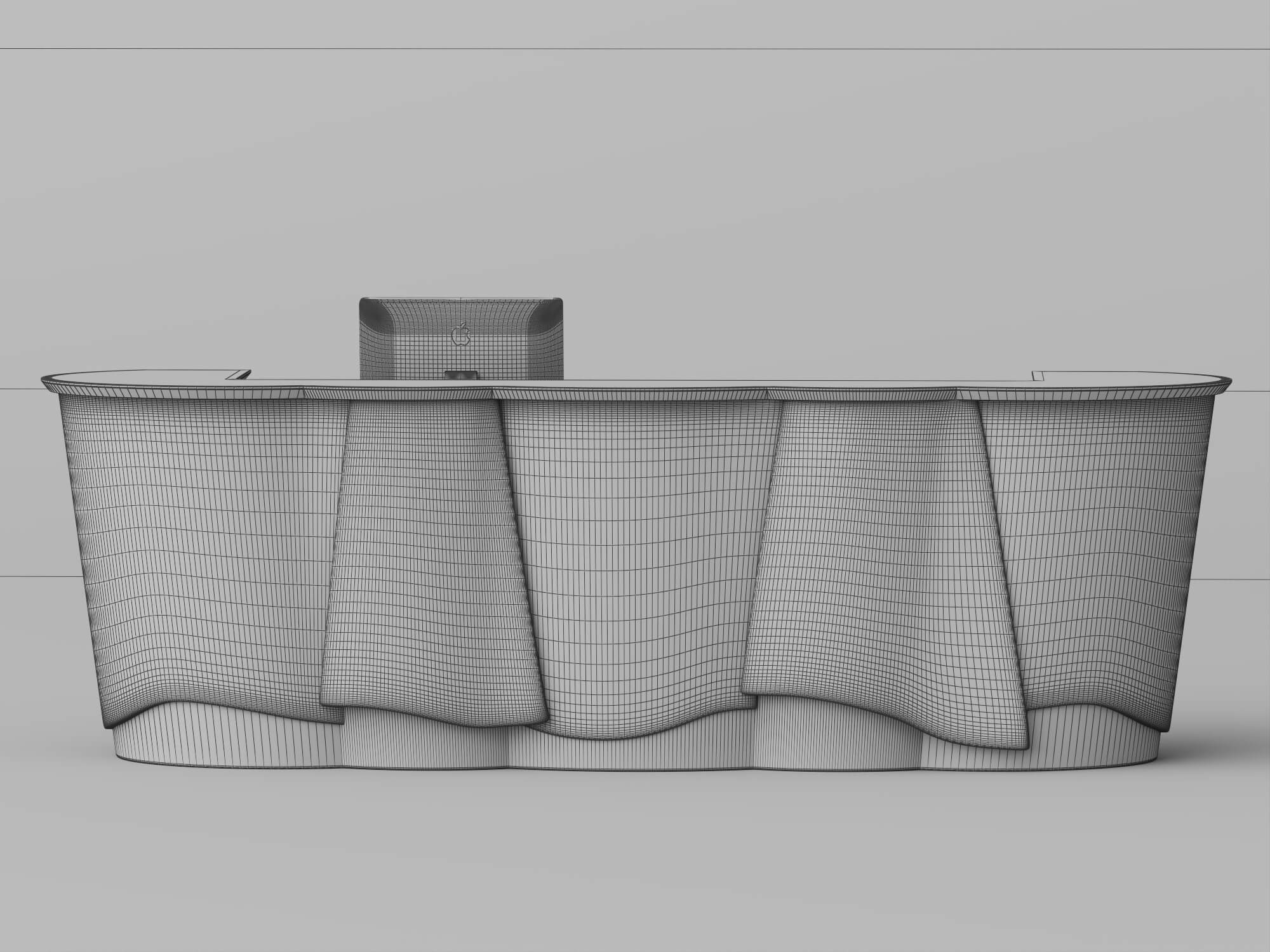 Curved Luxury Marble Reception Desk 3d Asset 3D Model