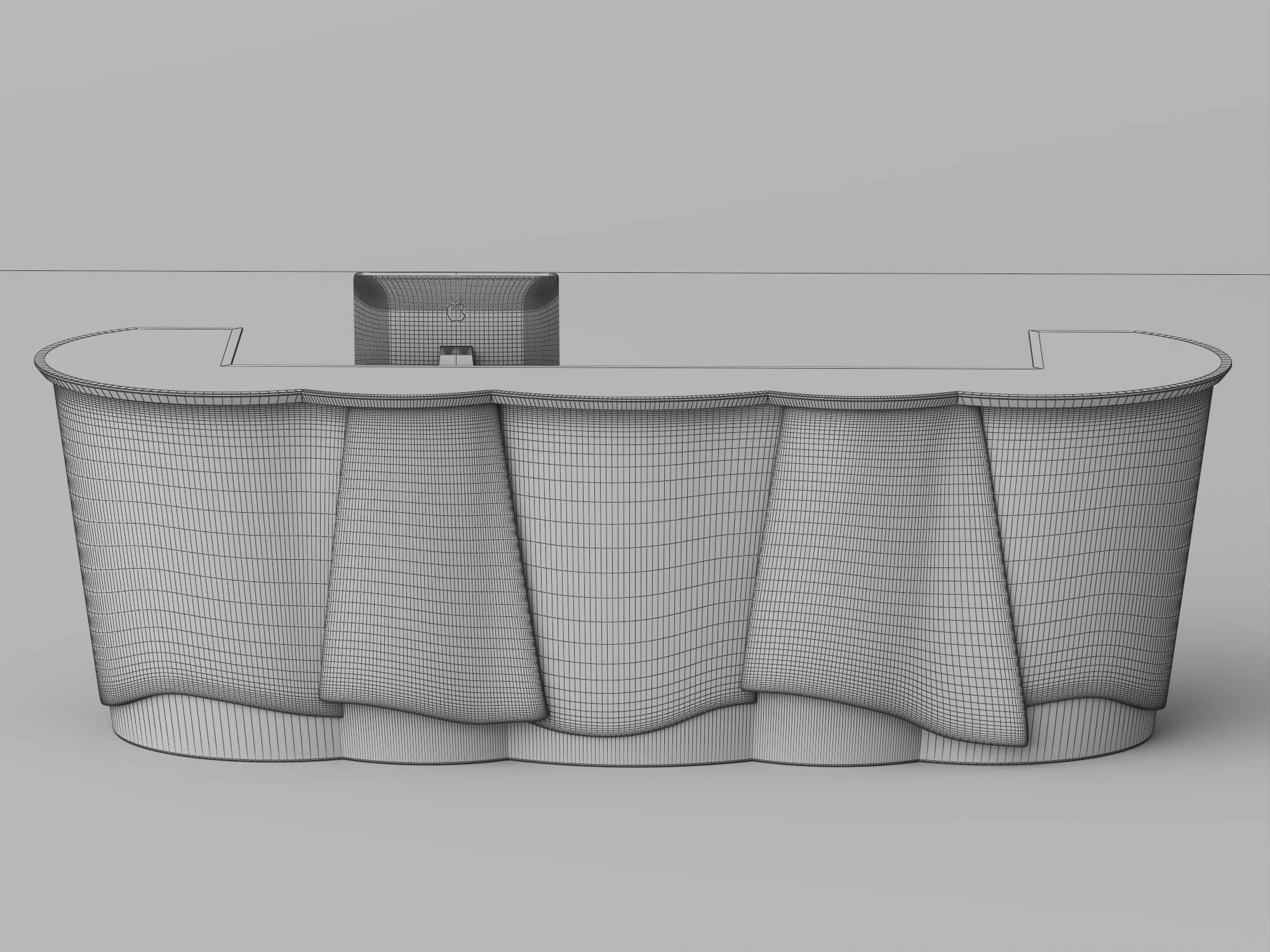 Curved Luxury Marble Reception Desk 3d Asset 3D Model
