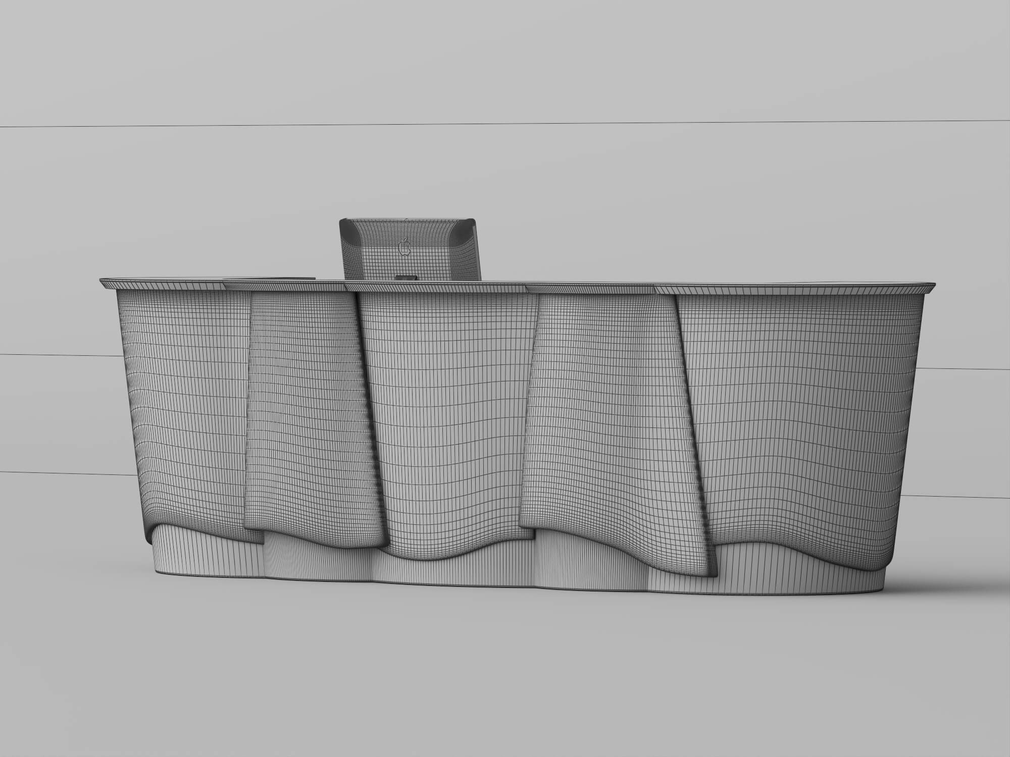 Curved Luxury Marble Reception Desk 3d Asset 3D Model