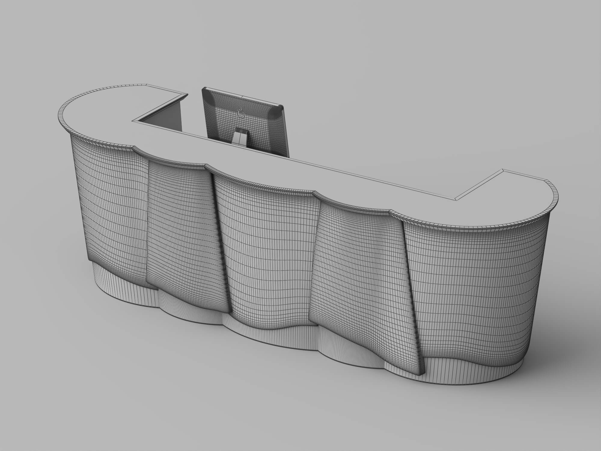 Curved Luxury Marble Reception Desk 3d Asset 3D Model