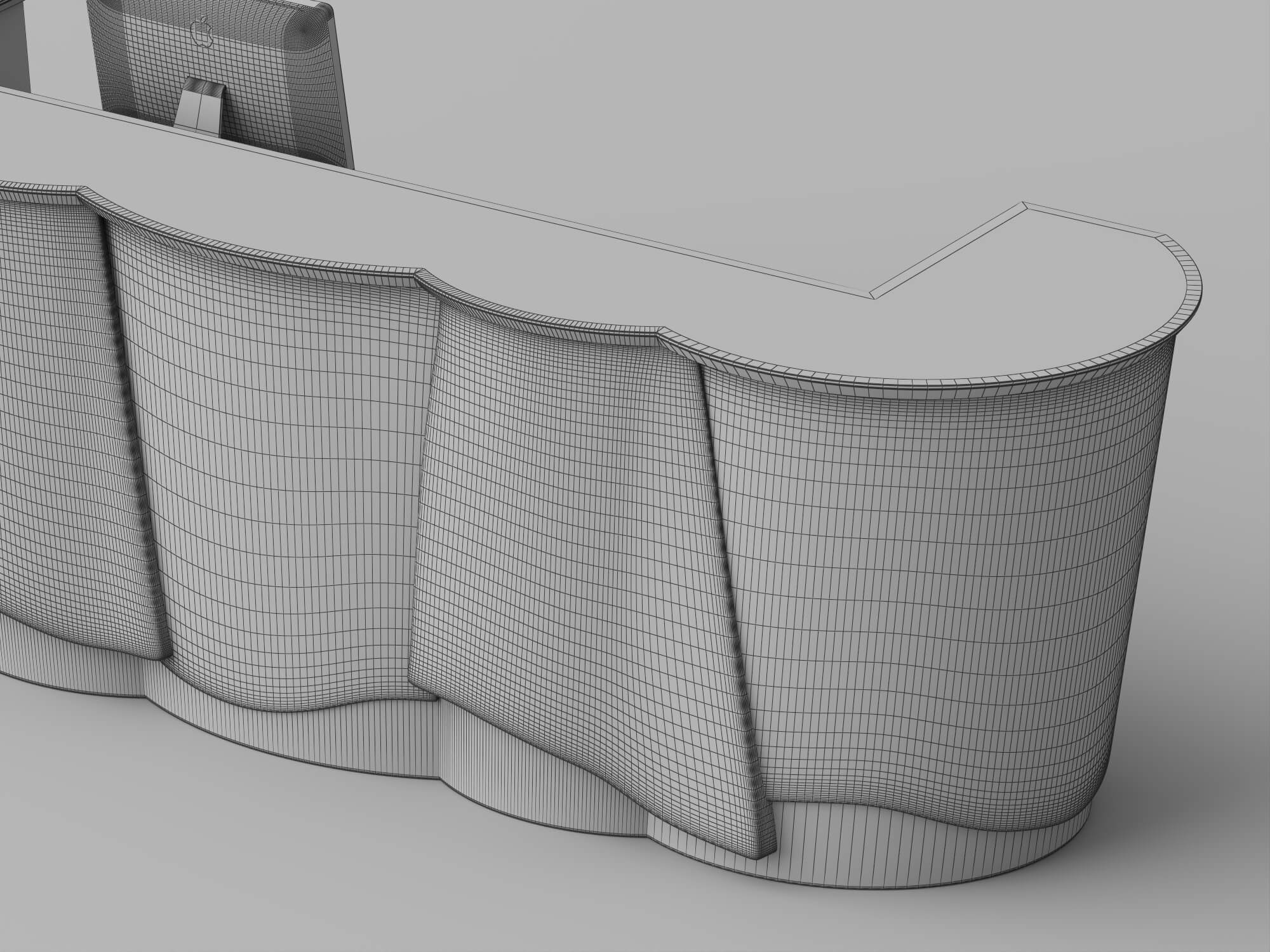 Curved Luxury Marble Reception Desk 3d Asset 3D Model