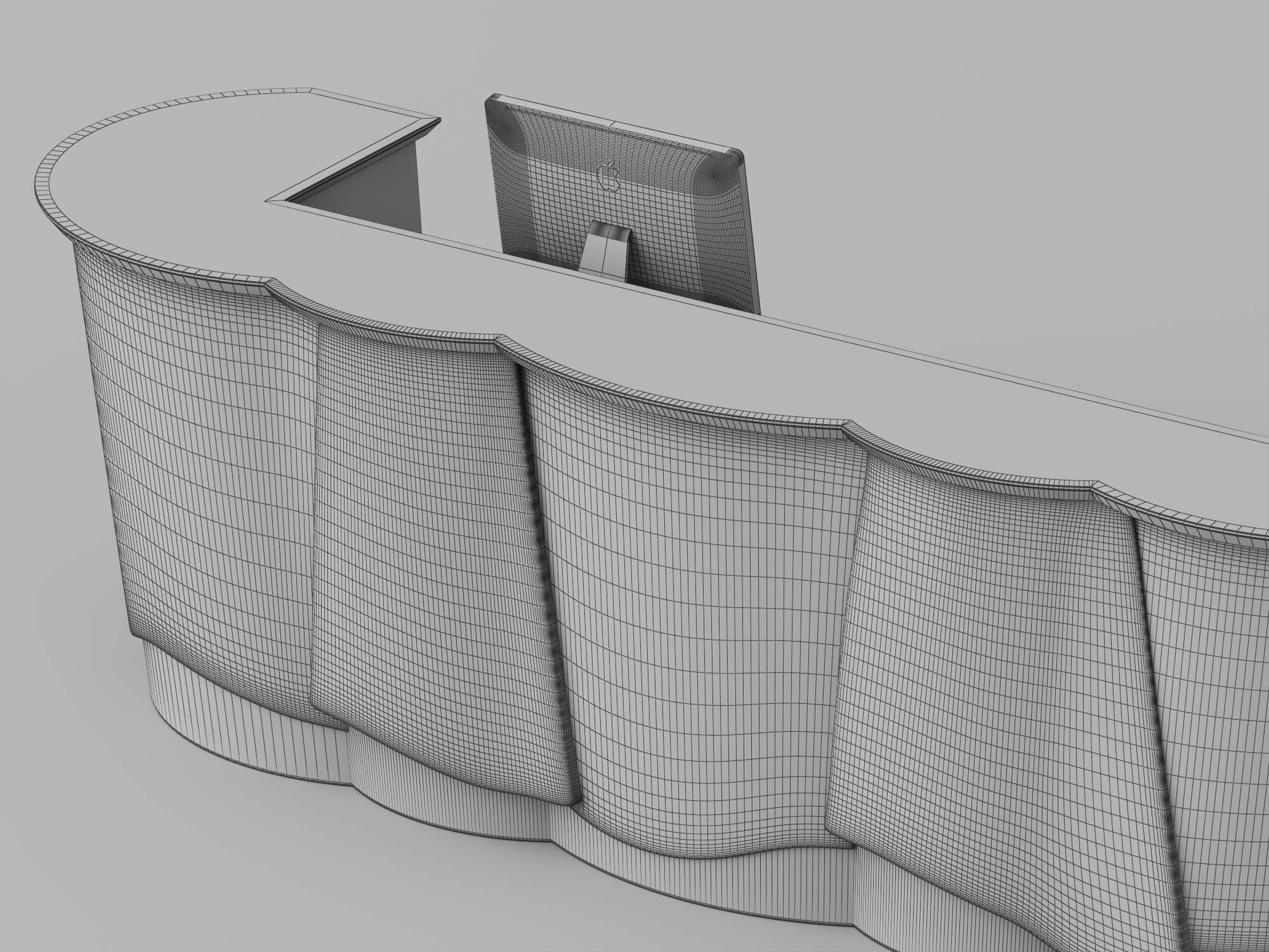 Curved Luxury Marble Reception Desk 3d Asset 3D Model