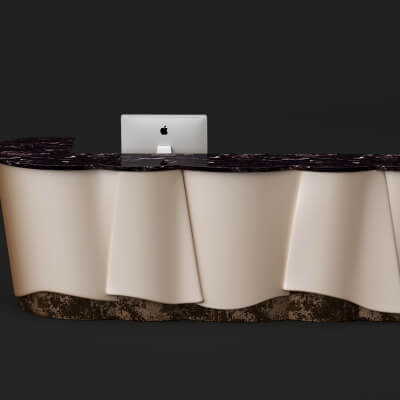 Curved Luxury Marble Reception Desk 3d Asset