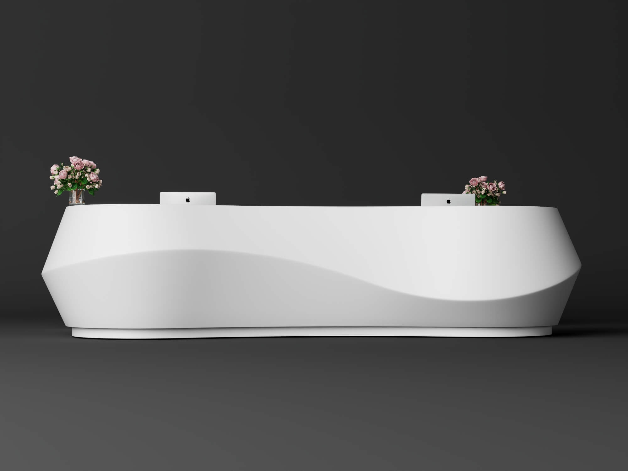 Curved White Reception Desk 3D Asset 3D Model
