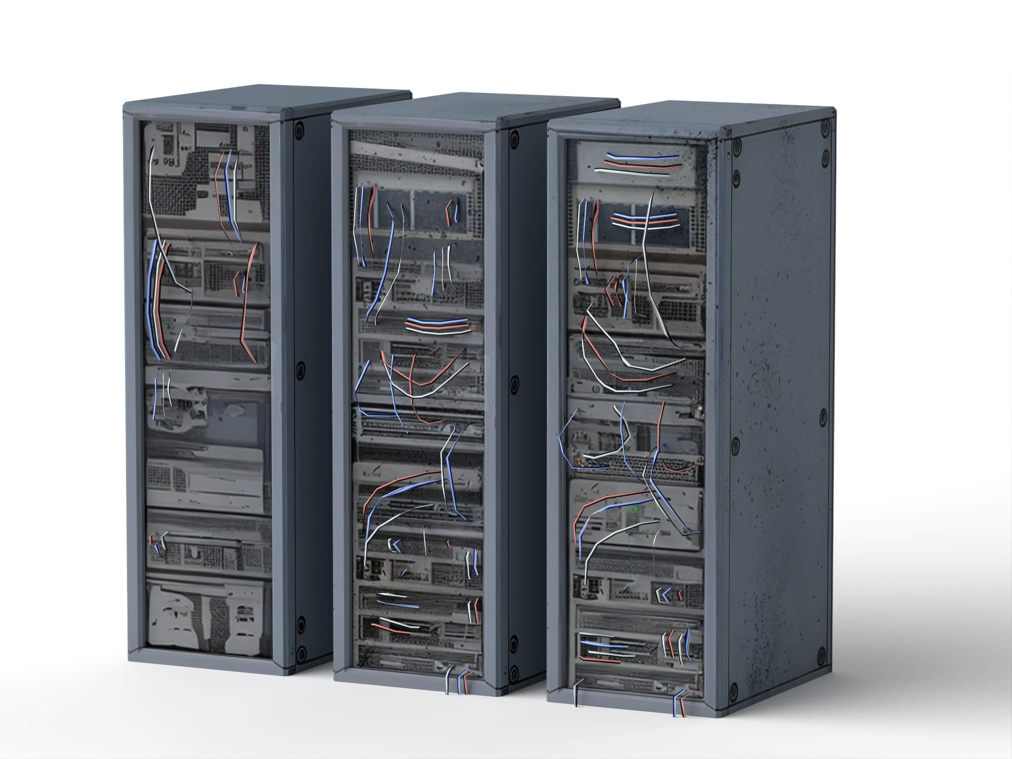 Damaged Server Rack Asset Pack 3D Model