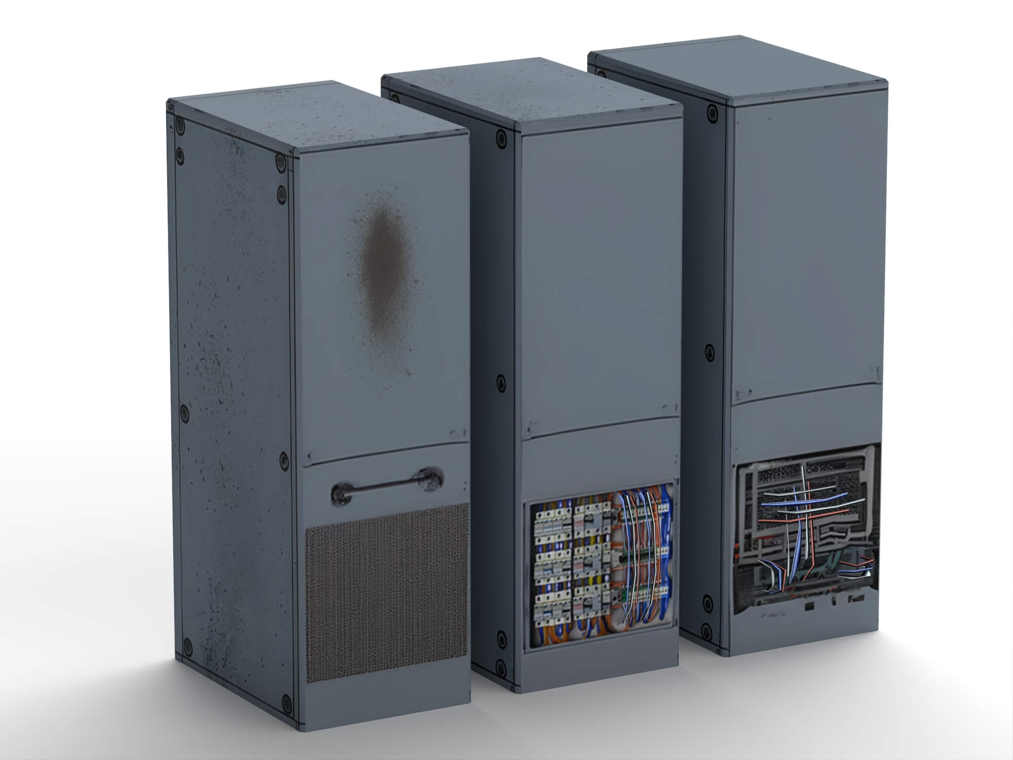 Damaged Server Rack Asset Pack 3D Model