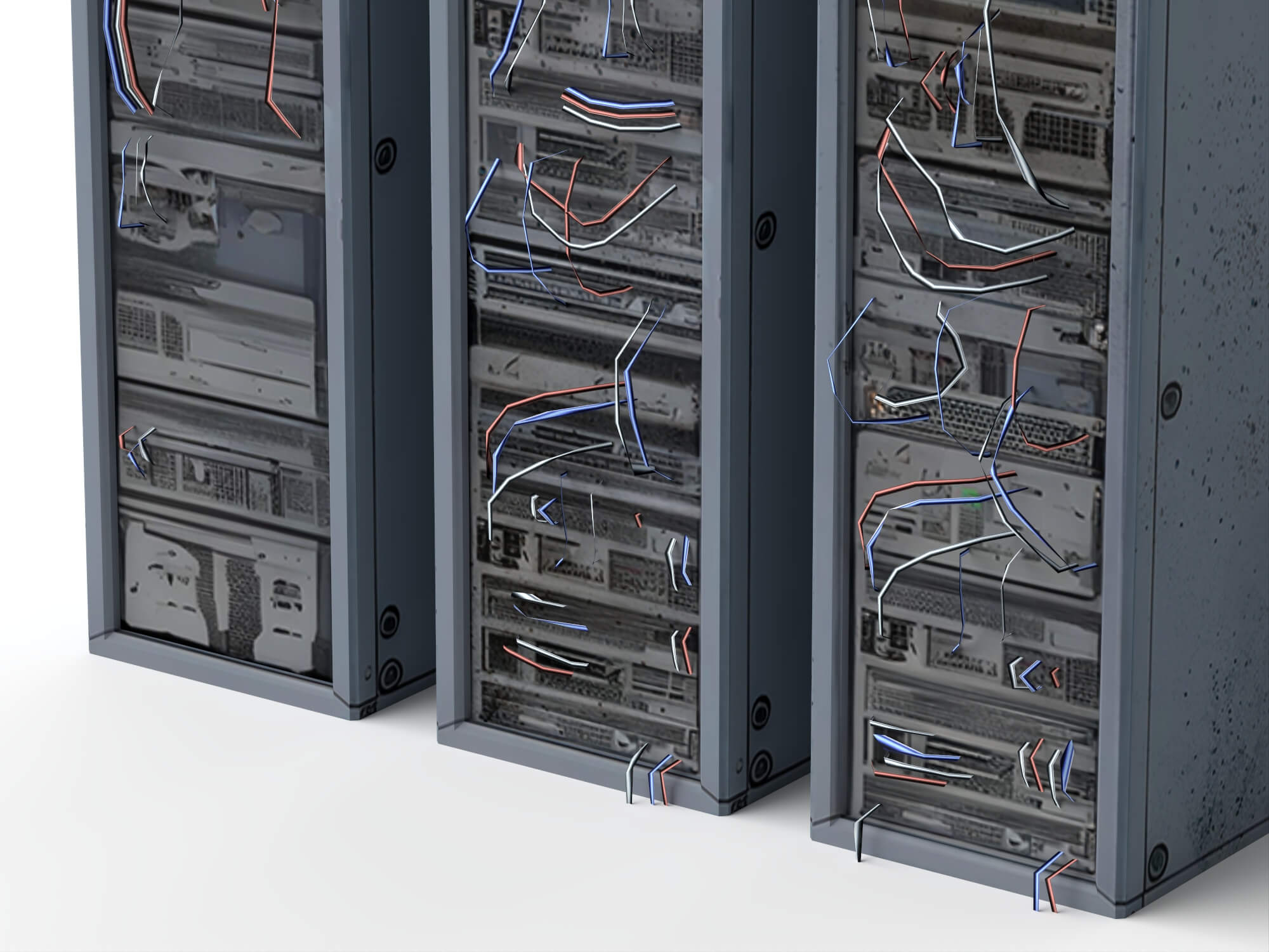 Damaged Server Rack Asset Pack 3D Model