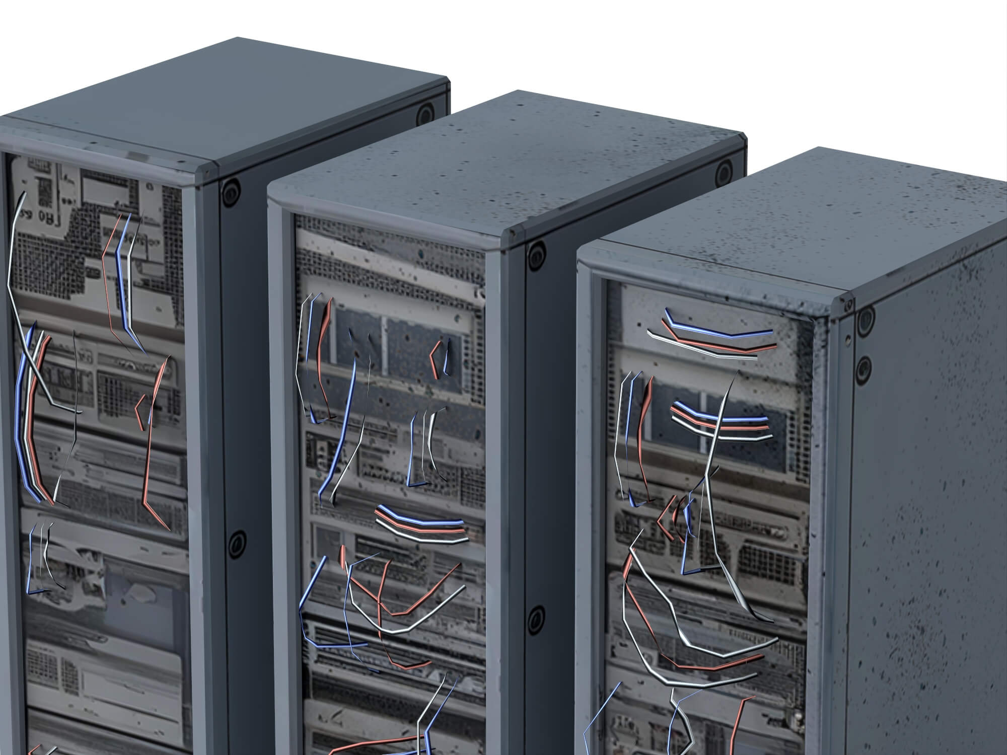 Damaged Server Rack Asset Pack 3D Model
