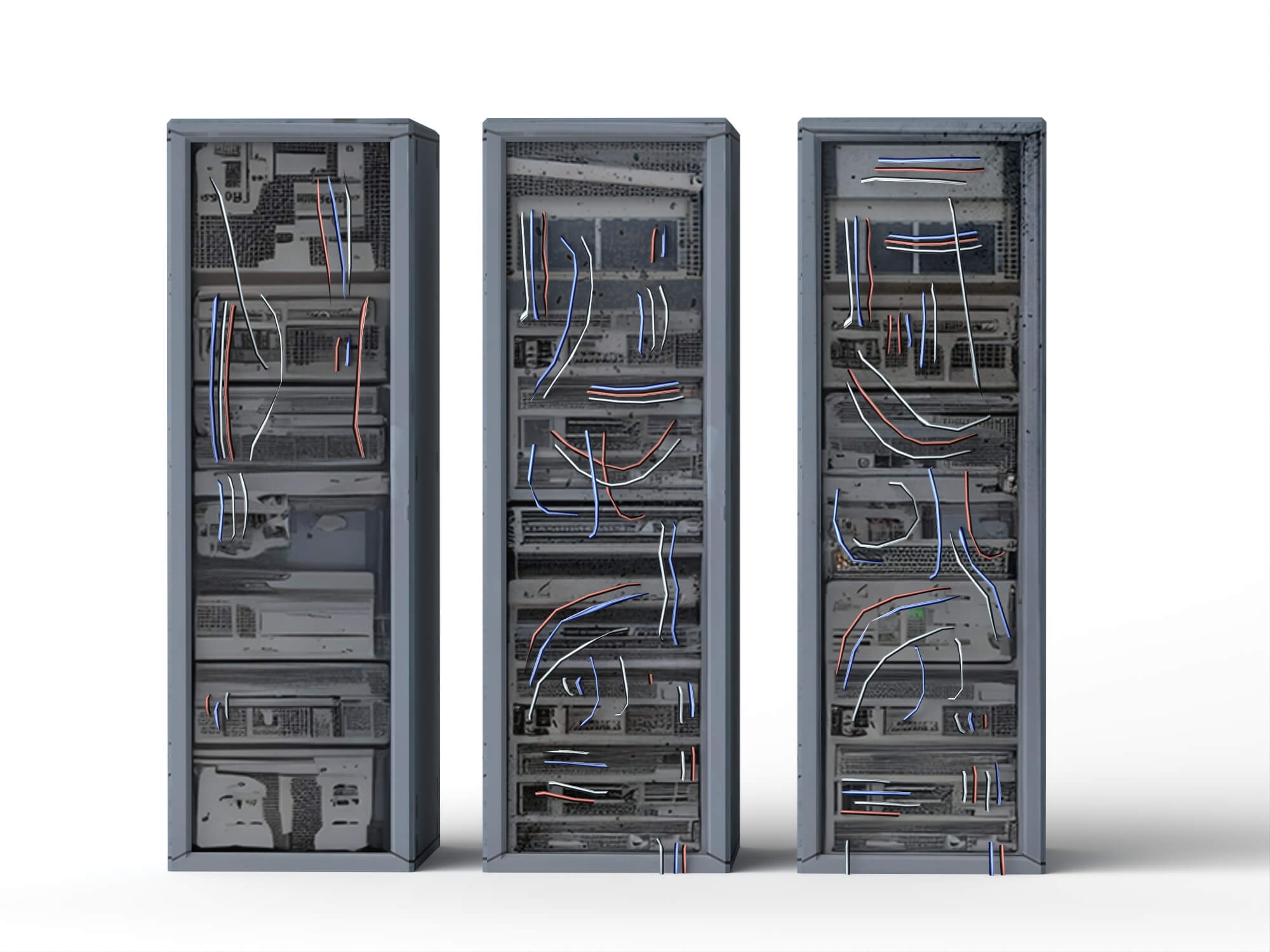 Damaged Server Rack Asset Pack 3D Model