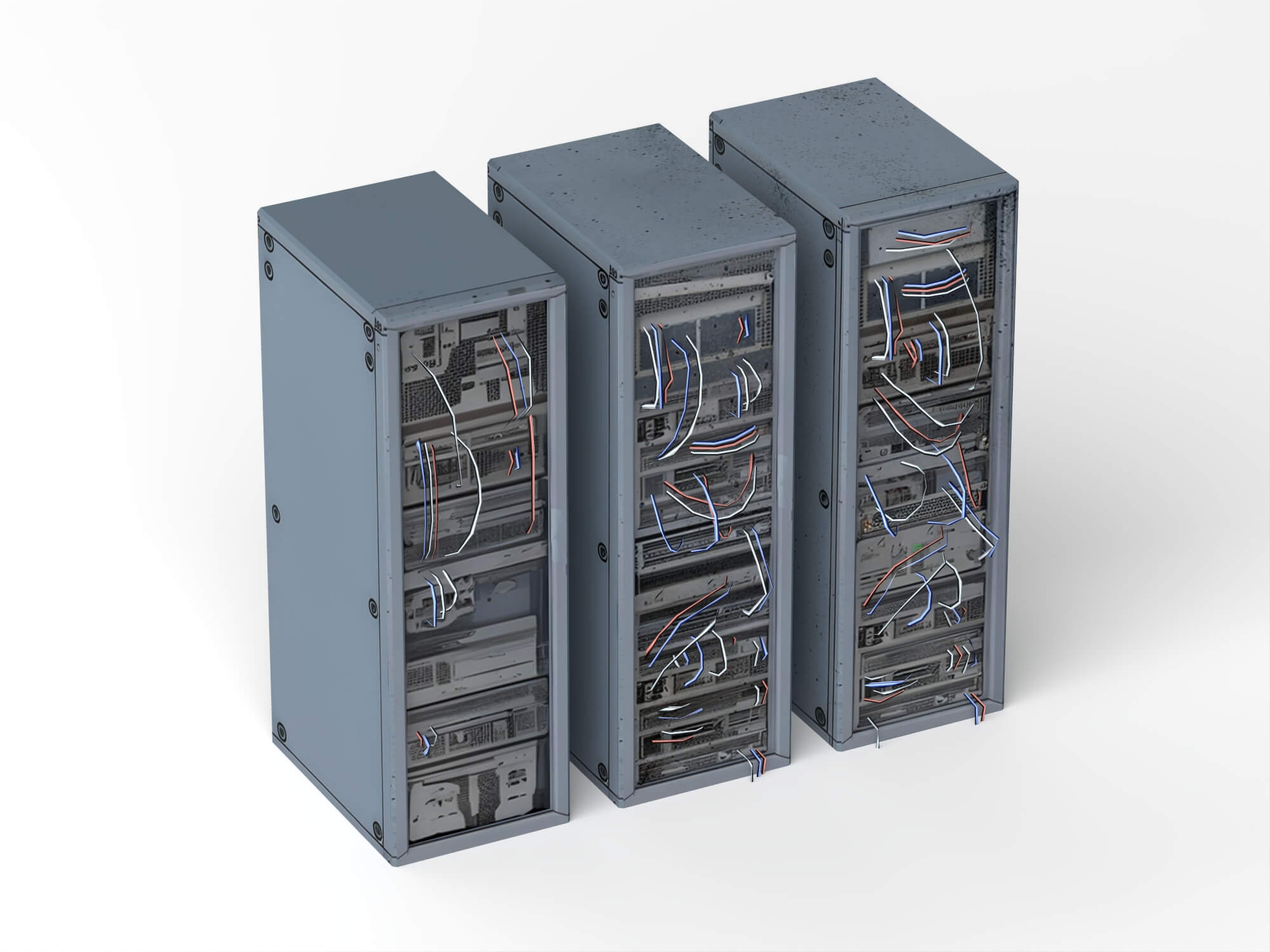 Damaged Server Rack Asset Pack 3D Model