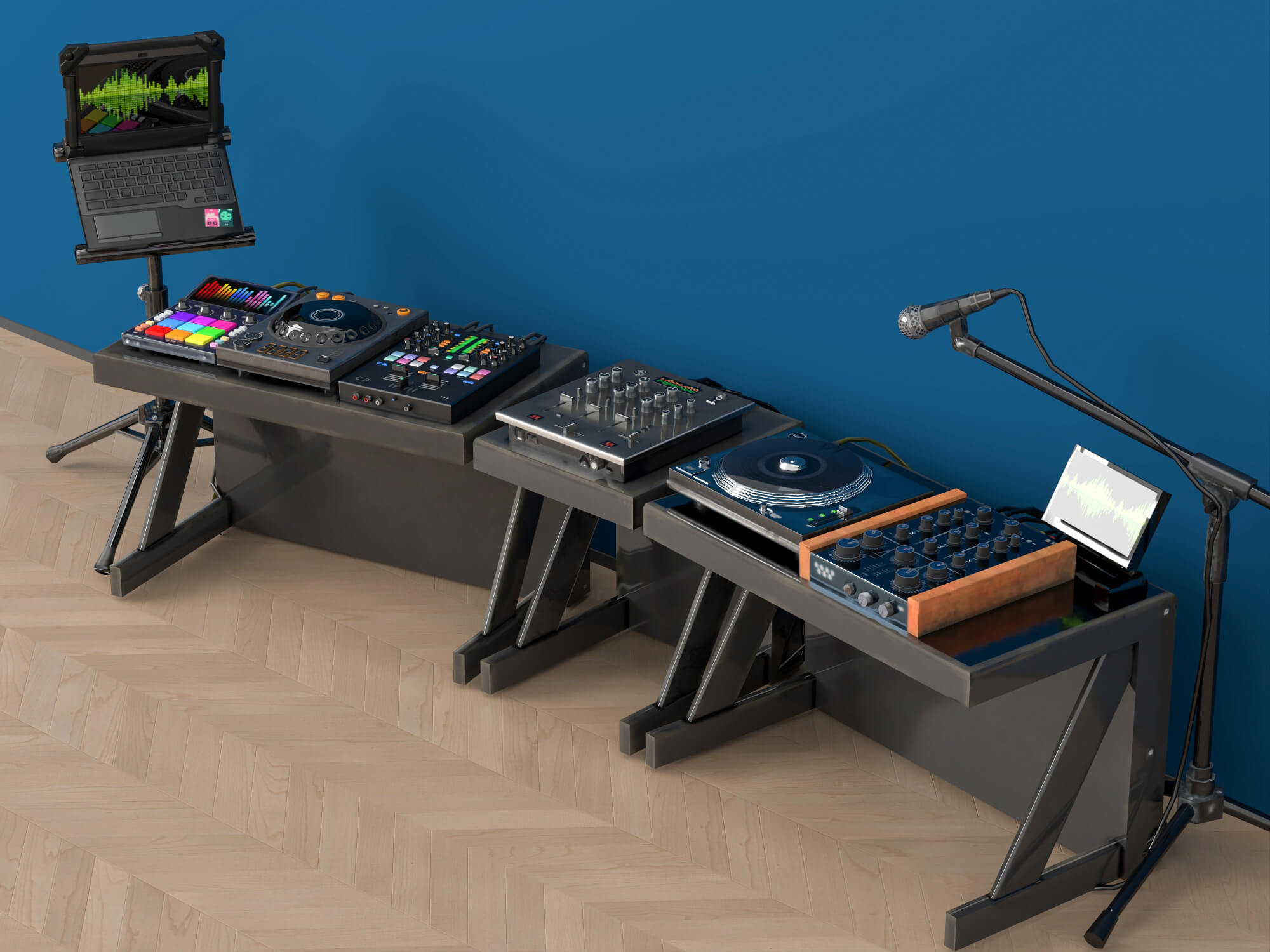 DJ Music Equipment Setup 3D Model 3D Model