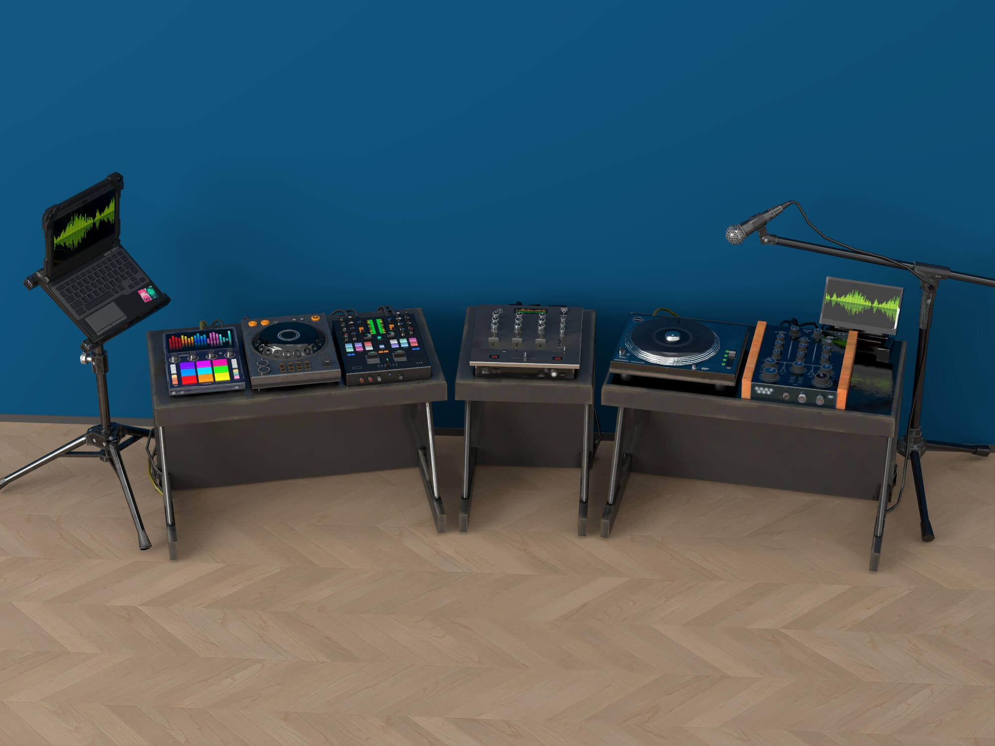 DJ Music Equipment Setup 3D Model 3D Model