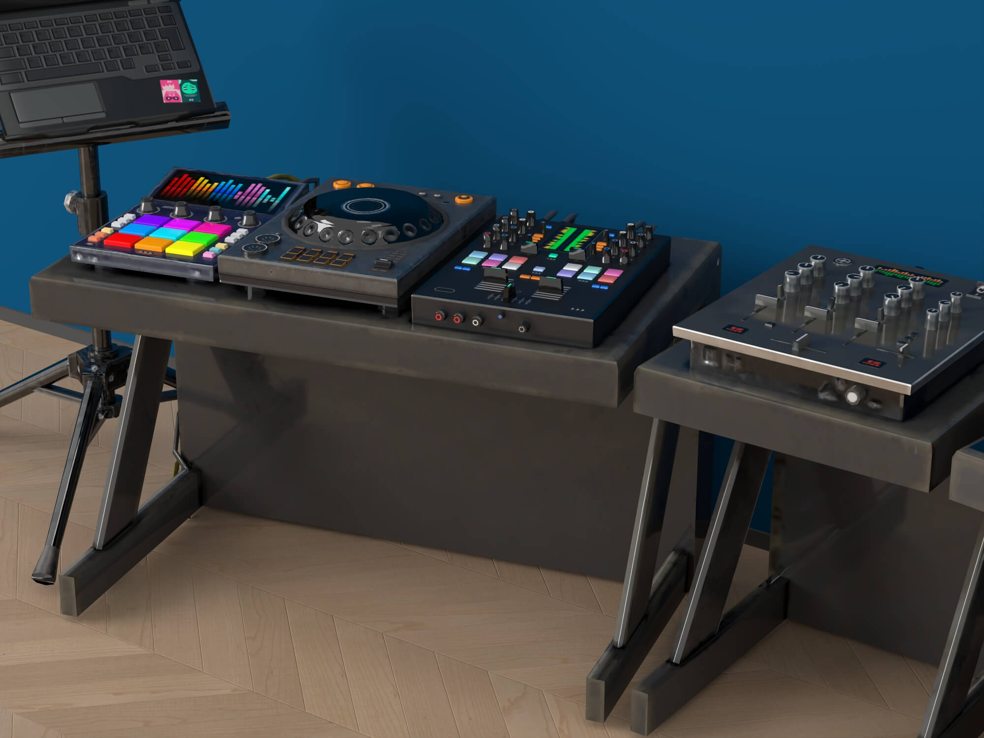 DJ Music Equipment Setup 3D Model 3D Model