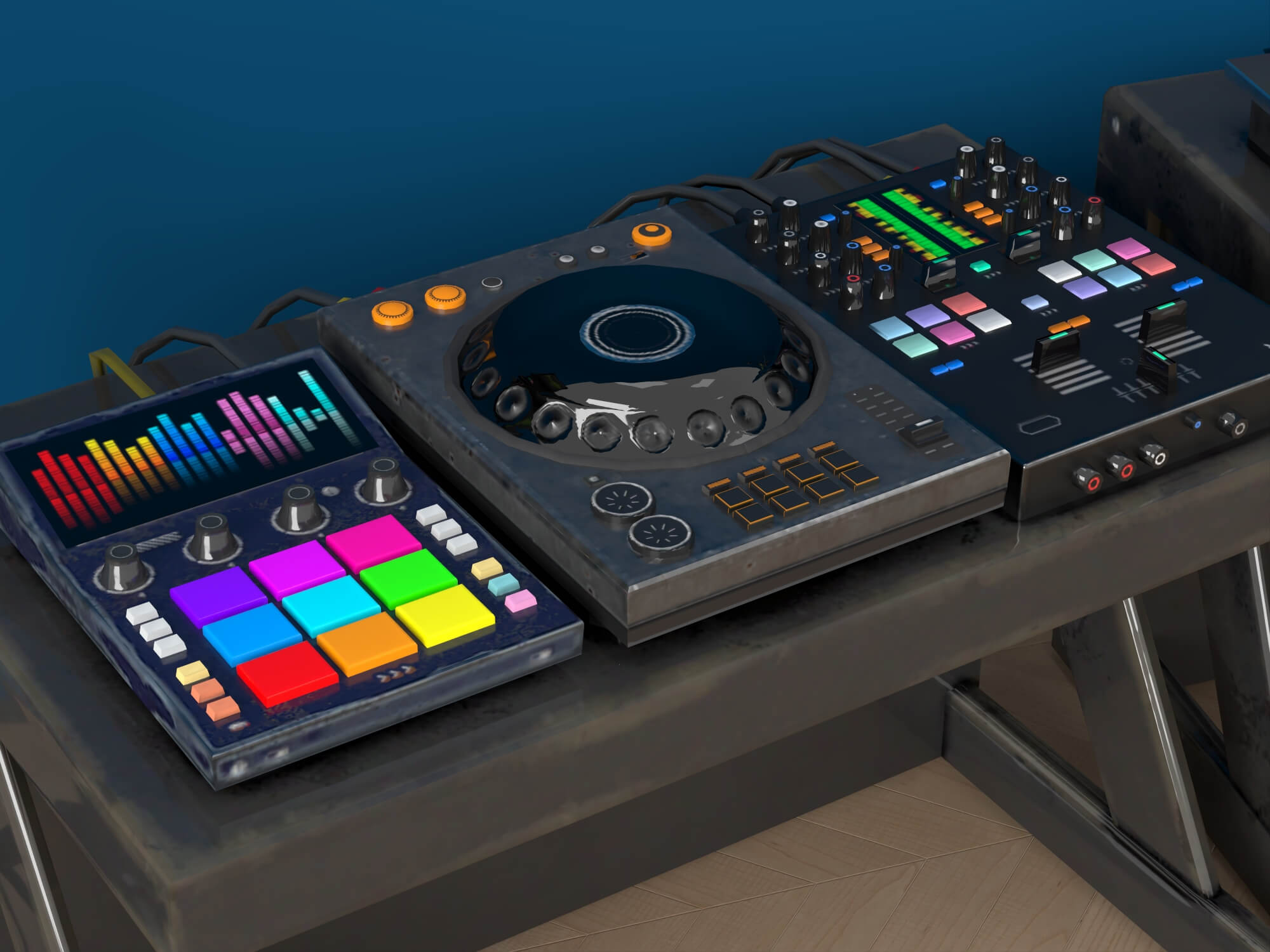 DJ Music Equipment Setup 3D Model 3D Model