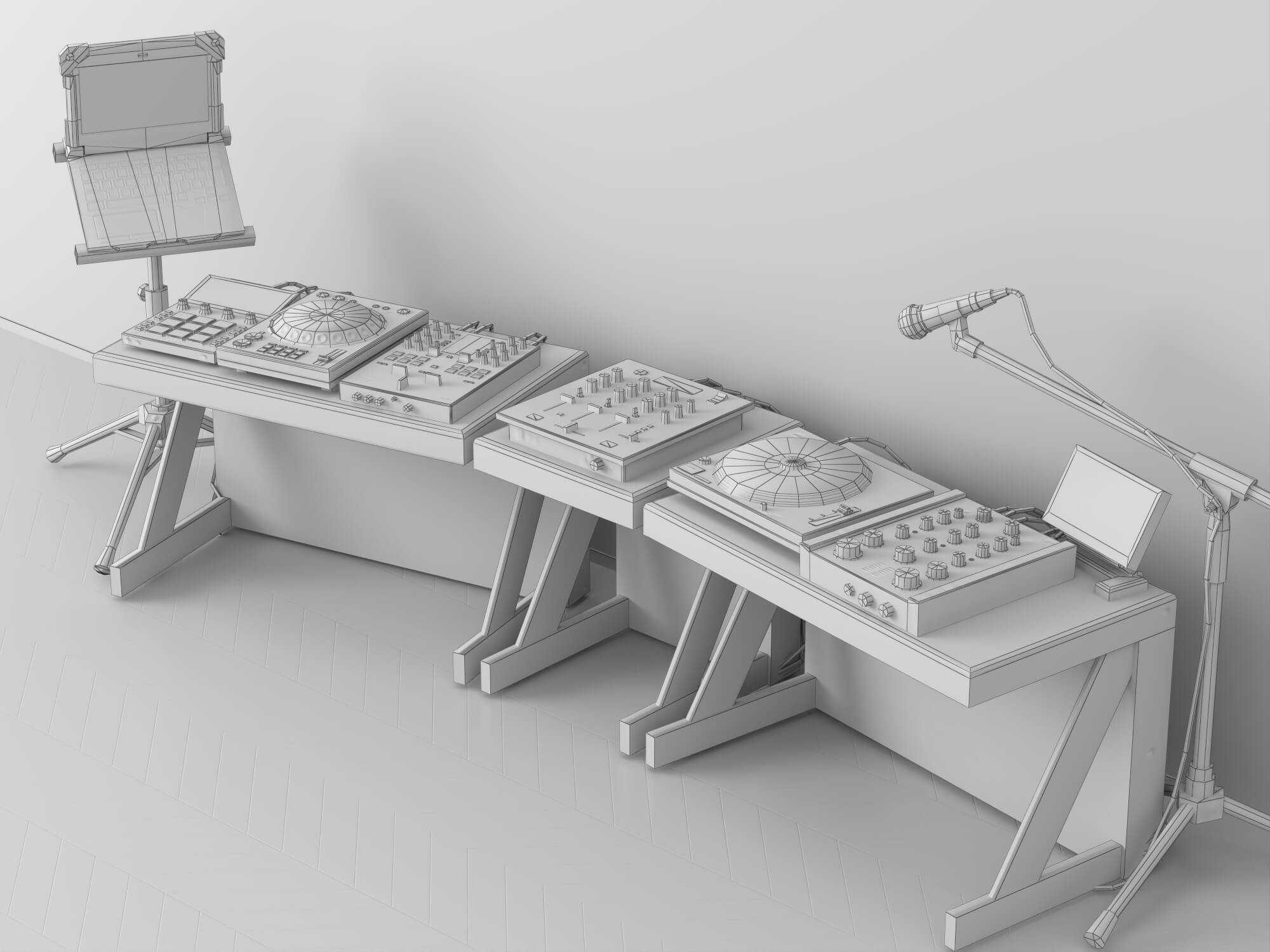 DJ Music Equipment Setup 3D Model 3D Model