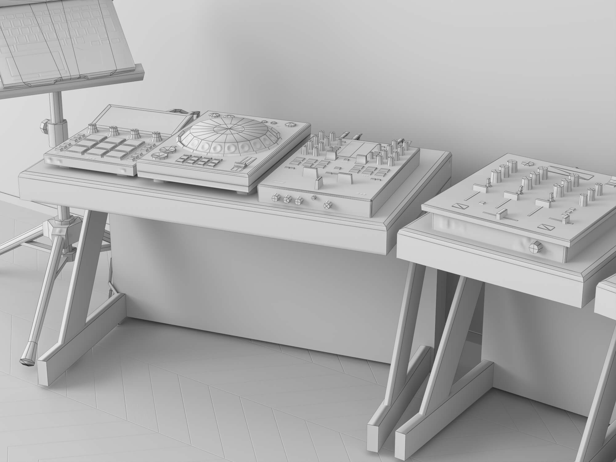 DJ Music Equipment Setup 3D Model 3D Model