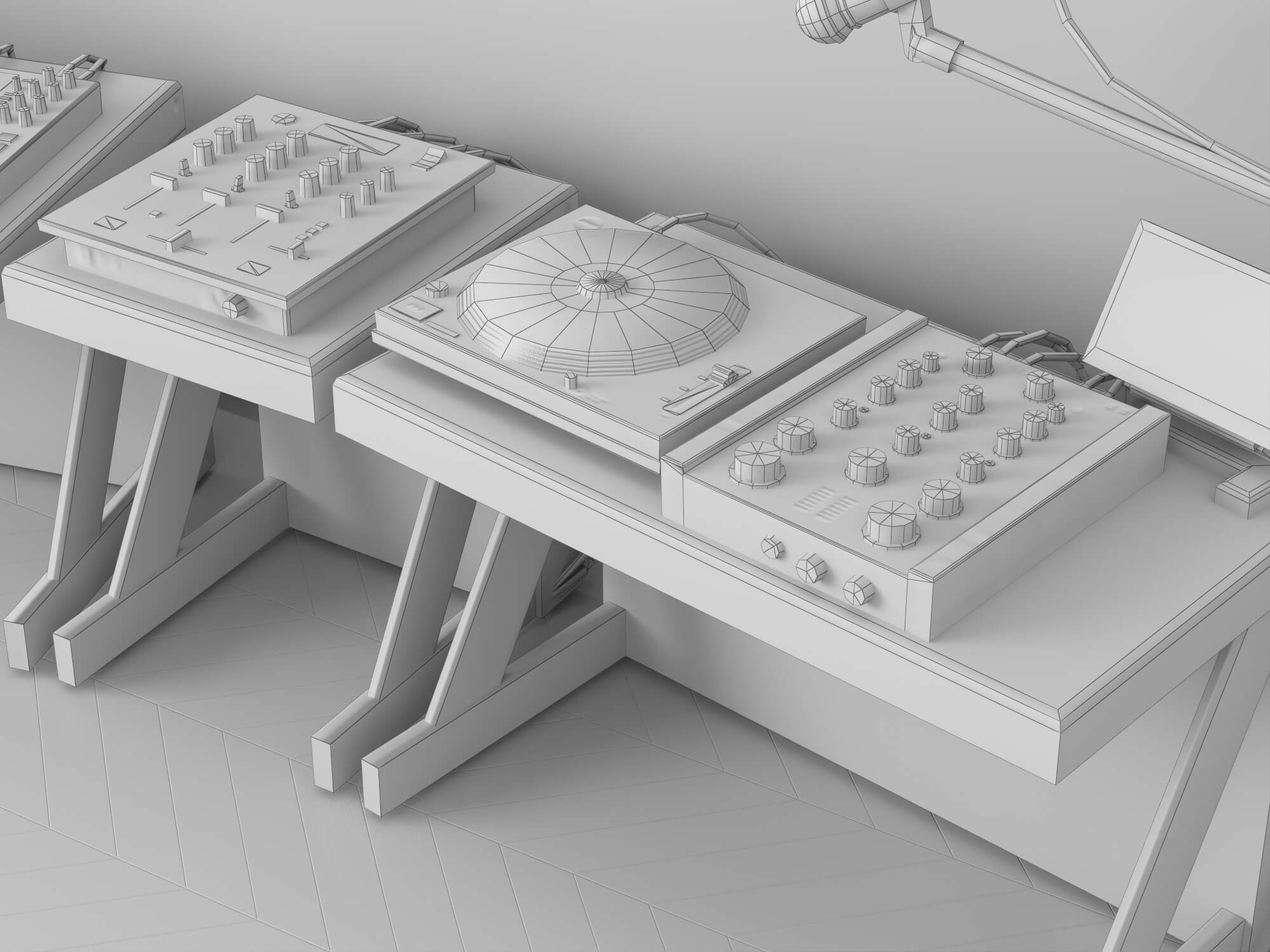 DJ Music Equipment Setup 3D Model 3D Model