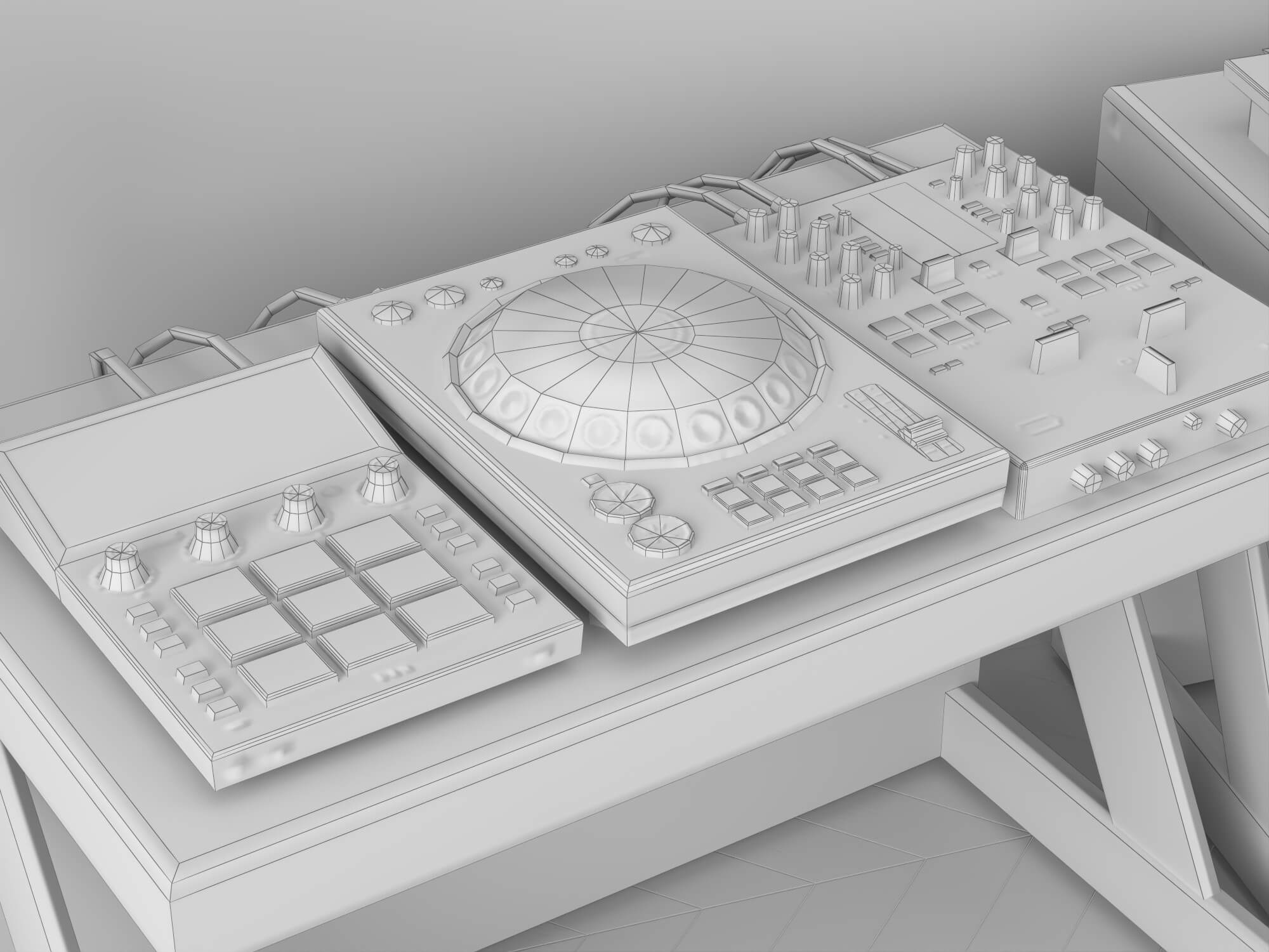 DJ Music Equipment Setup 3D Model 3D Model