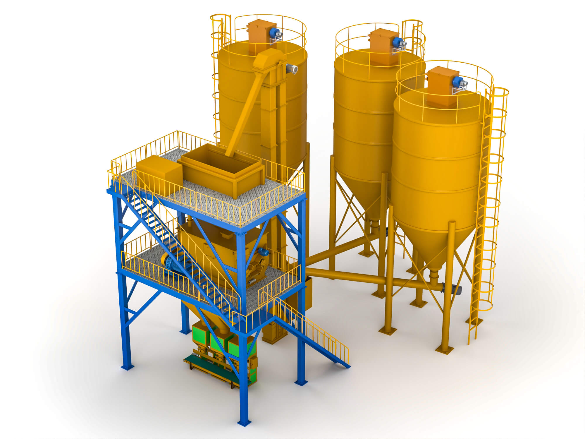 Dry Mortar Mixing Plant Industrial Equipment 3D Model