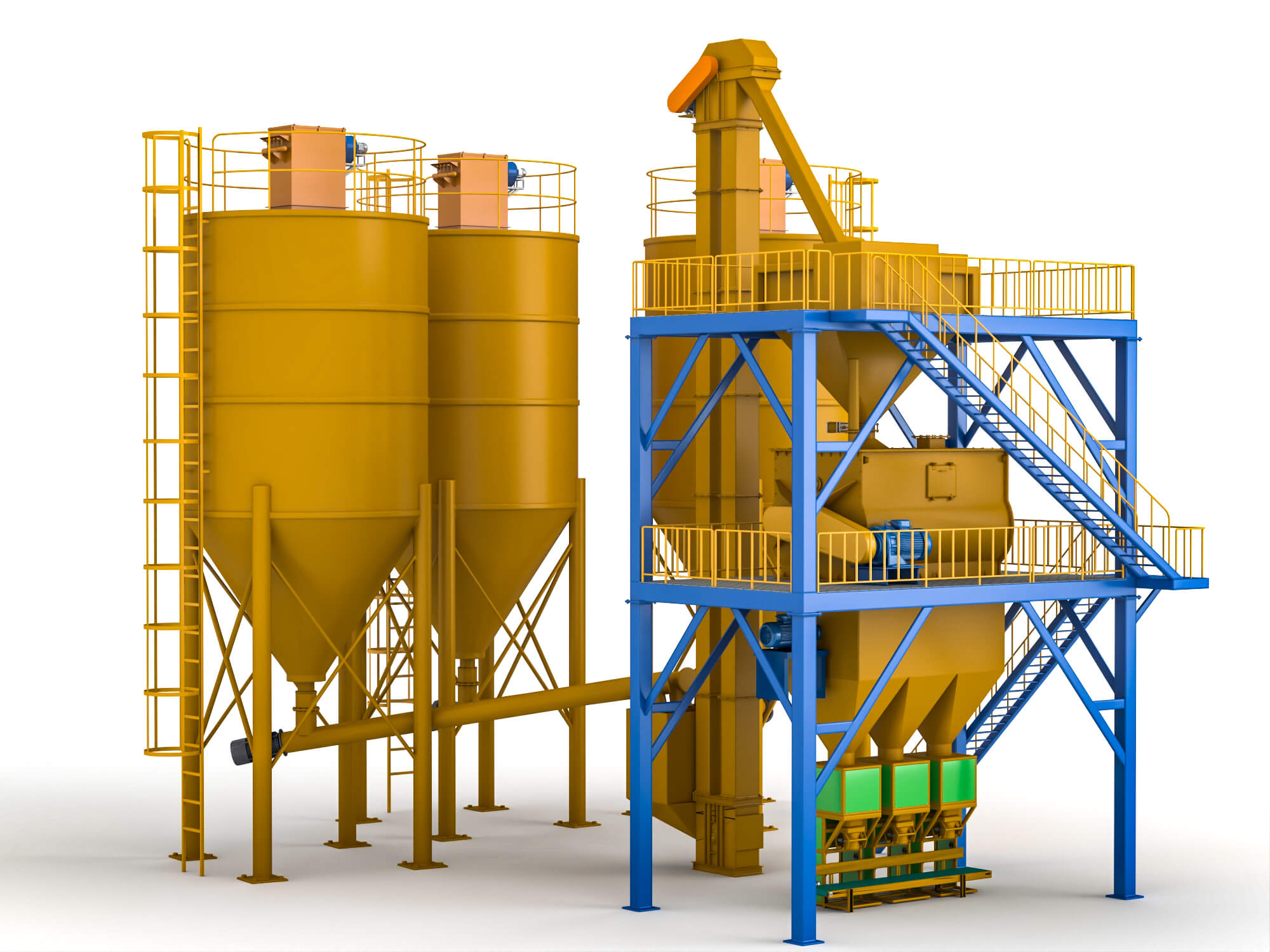 Dry Mortar Mixing Plant Industrial Equipment 3D Model