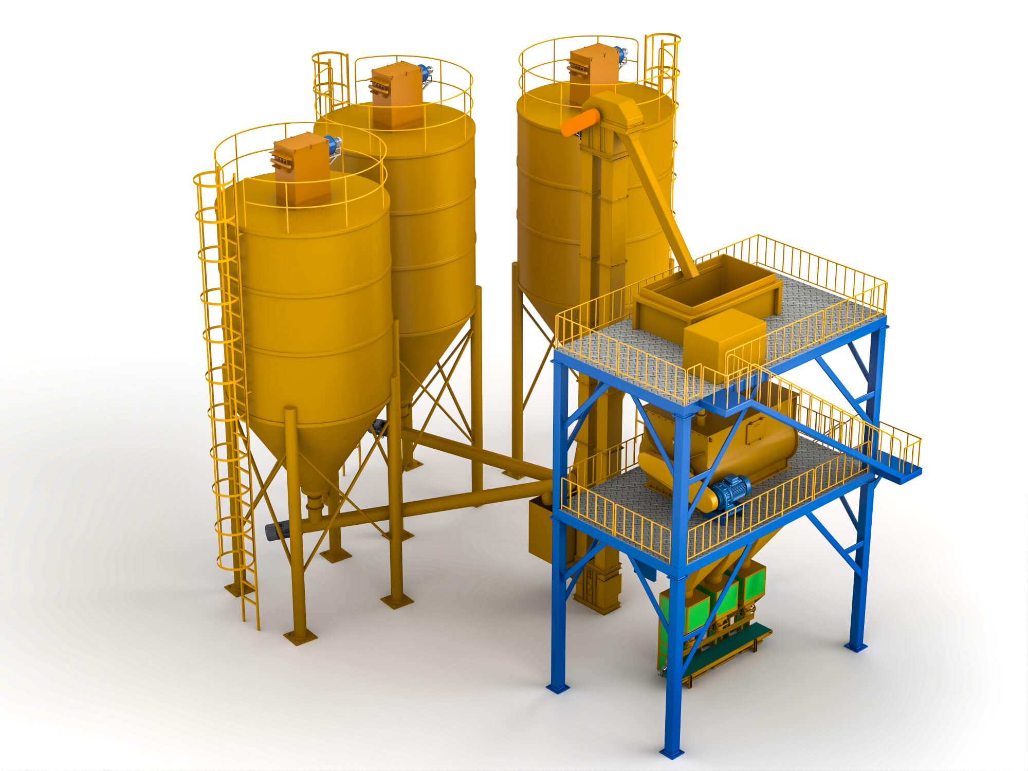 Dry Mortar Mixing Plant Industrial Equipment 3D Model