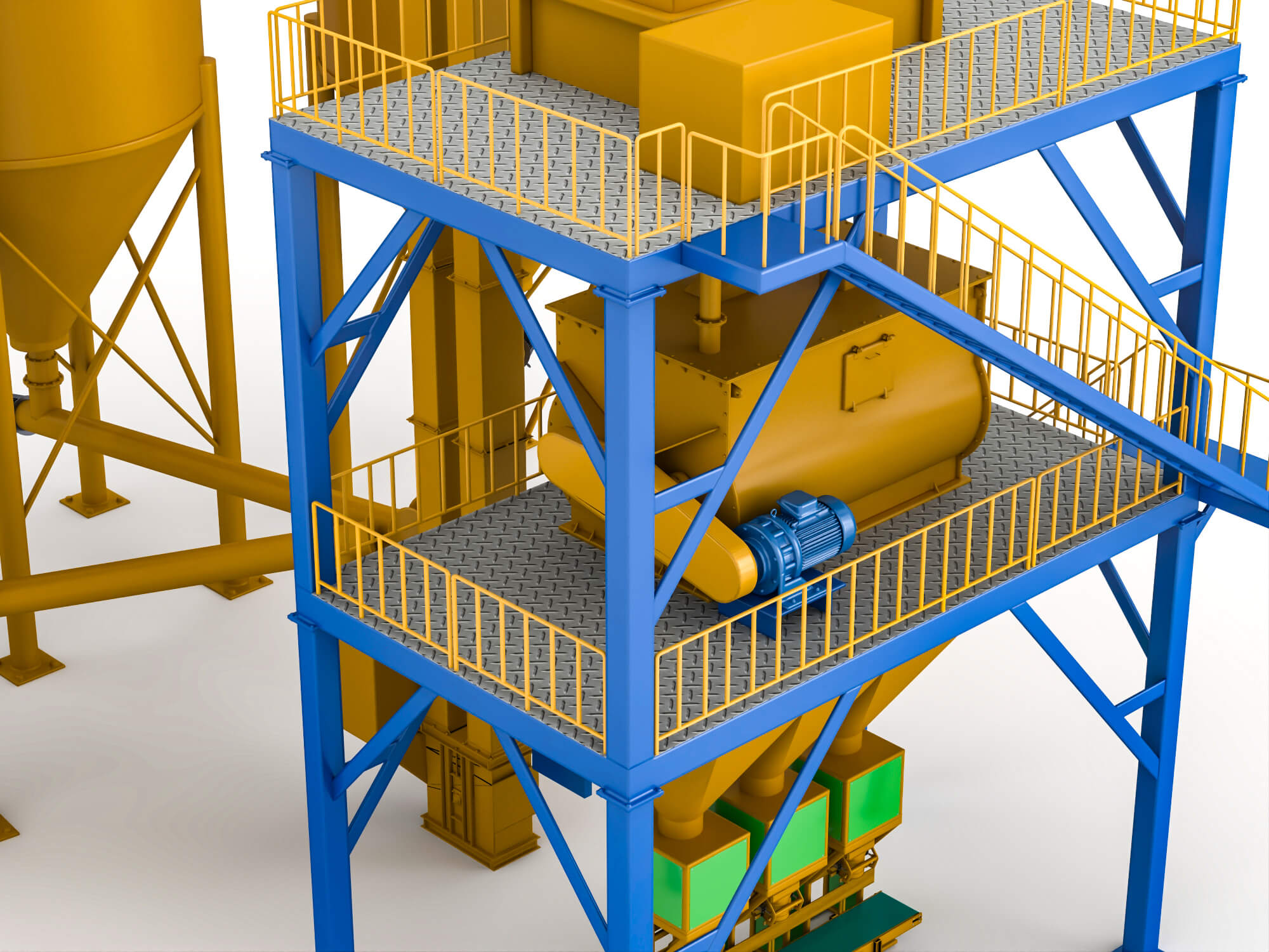 Dry Mortar Mixing Plant Industrial Equipment 3D Model